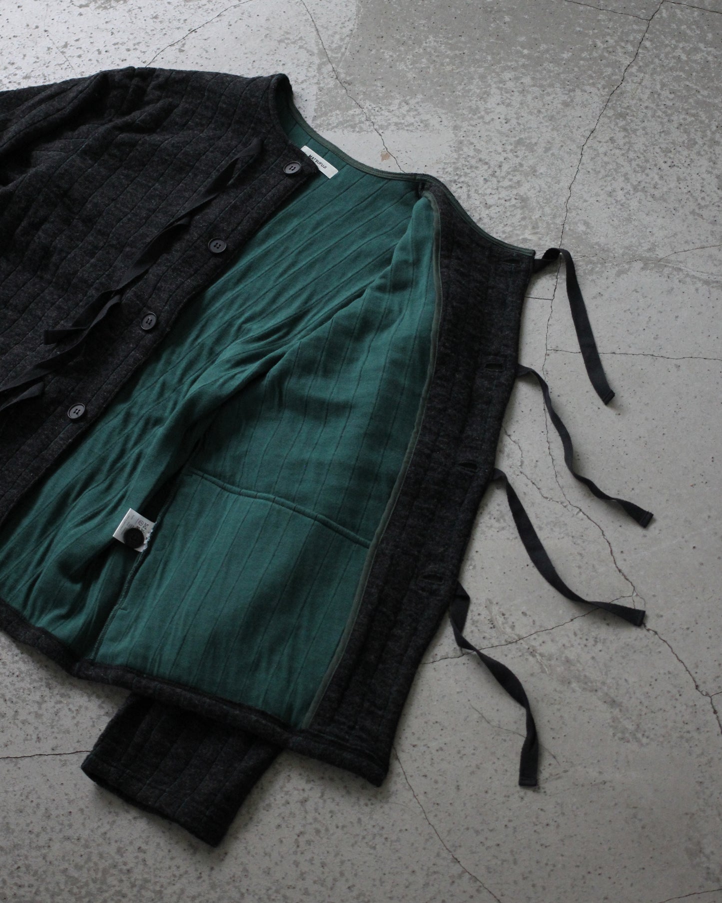 MATSUFUJI / Striped Quilt Jacquard Cardigan "CCL×GRN"