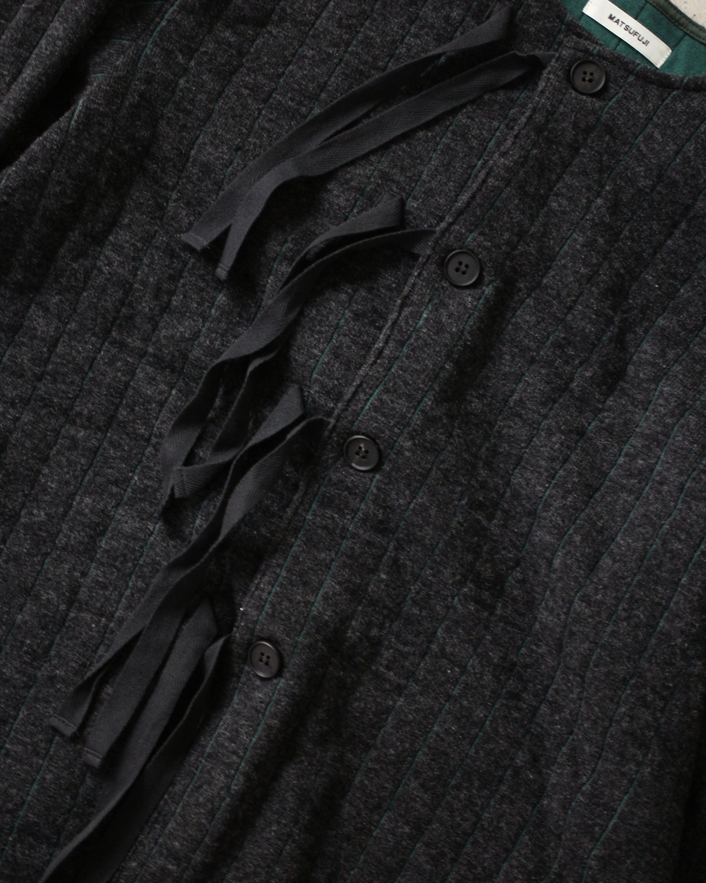MATSUFUJI / Striped Quilt Jacquard Cardigan "CCL×GRN"