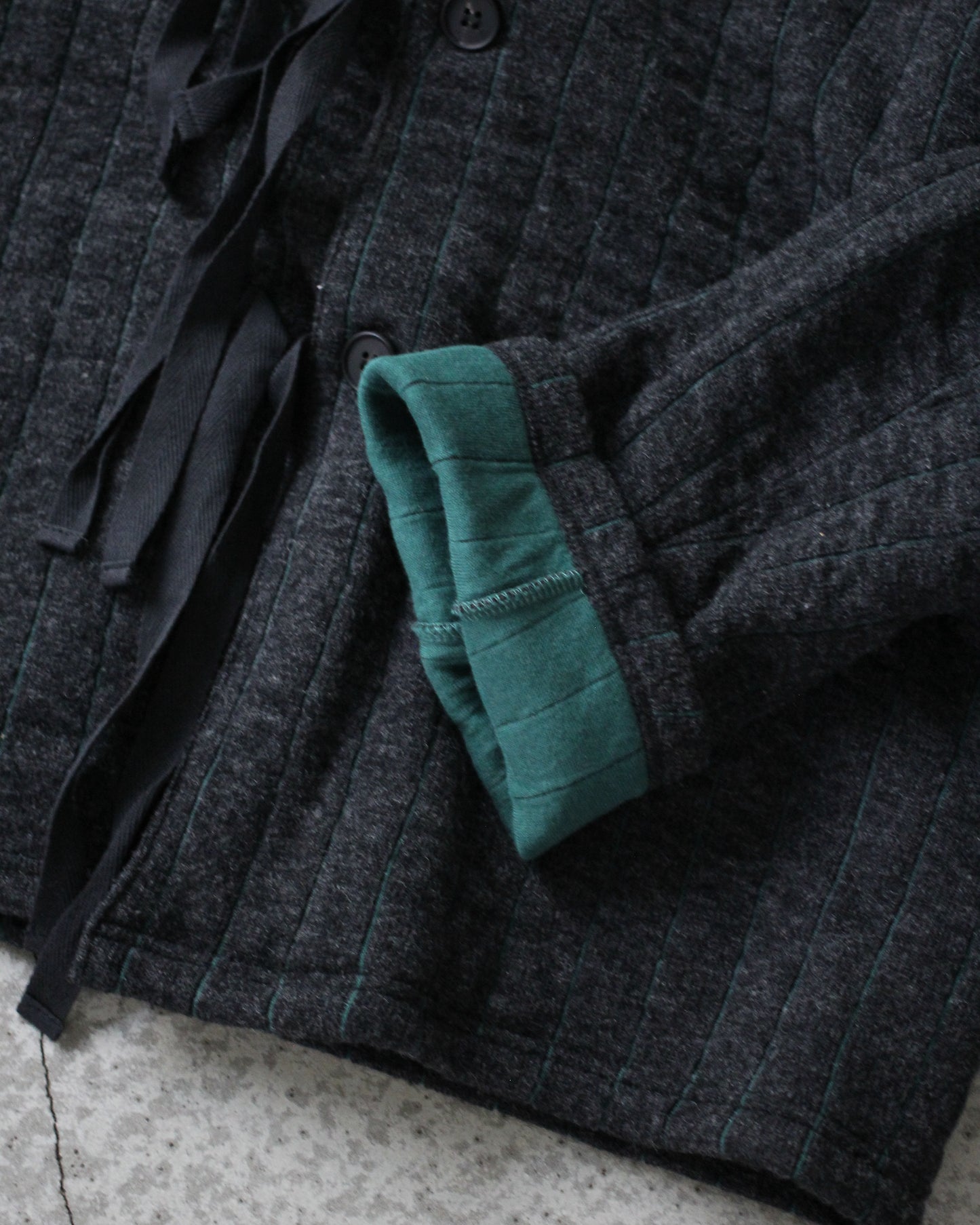 MATSUFUJI / Striped Quilt Jacquard Cardigan "CCL×GRN"