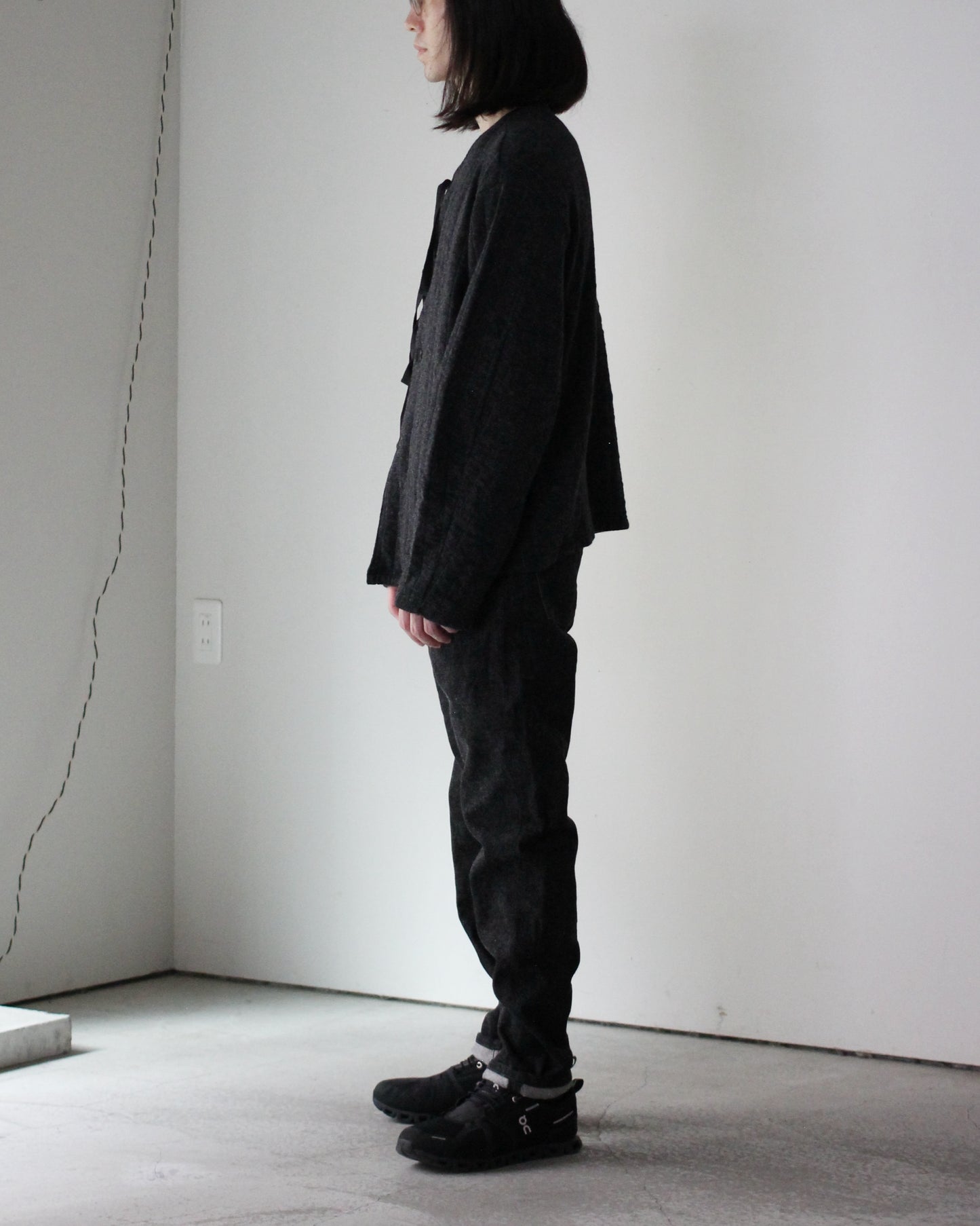 MATSUFUJI / Striped Quilt Jacquard Cardigan "CCL×GRN"