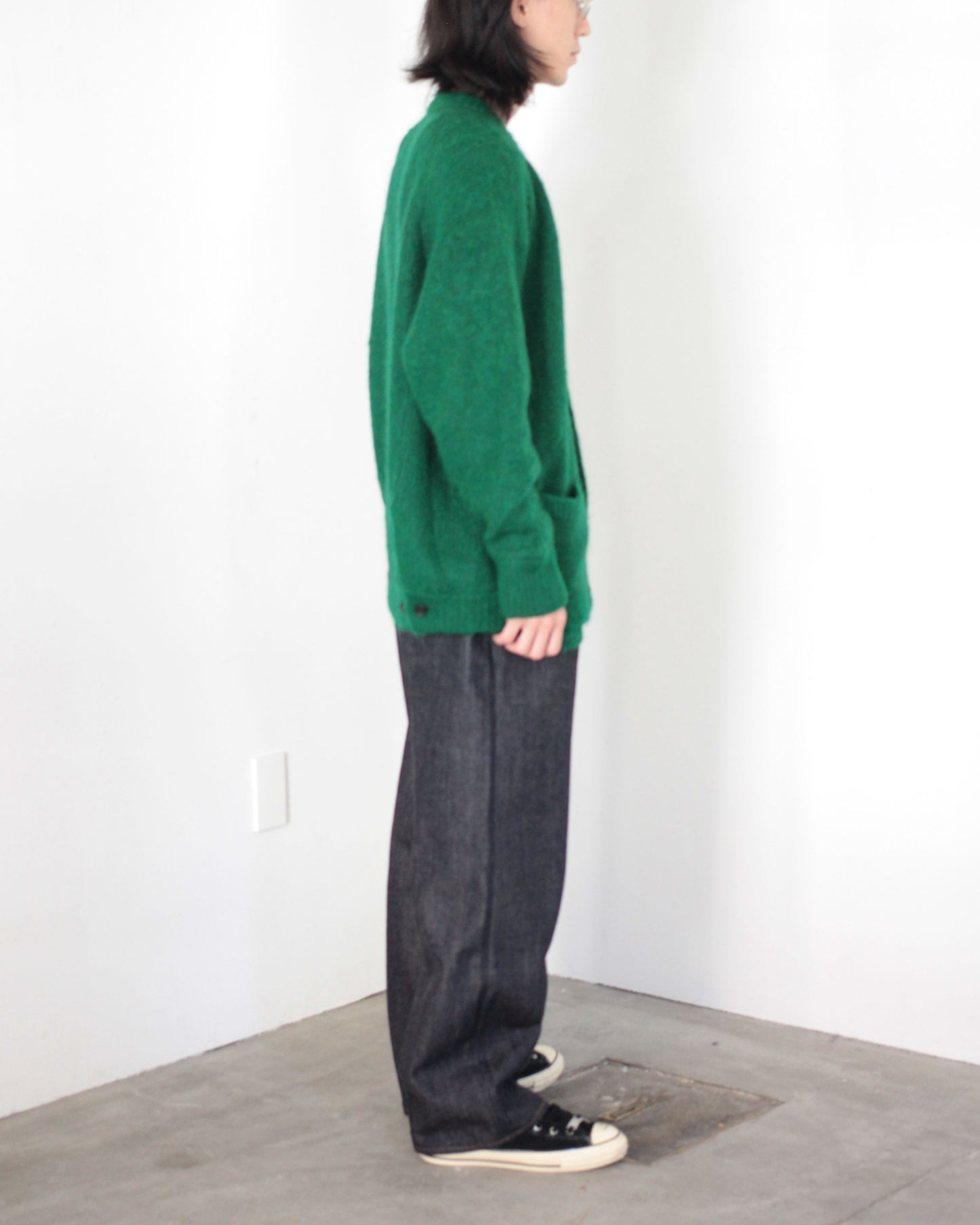 stein / KID MOHAIR KNIT CARDIGAN "GREEN"