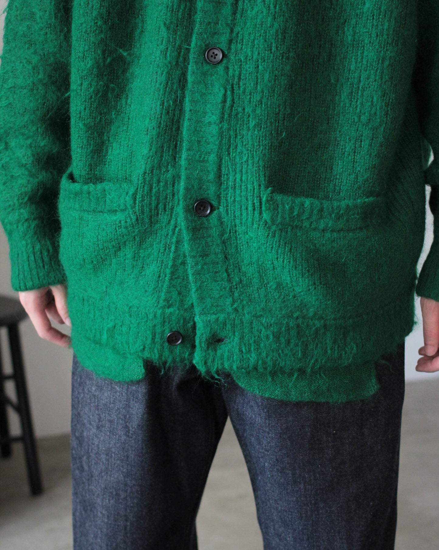 stein / KID MOHAIR KNIT CARDIGAN "GREEN"