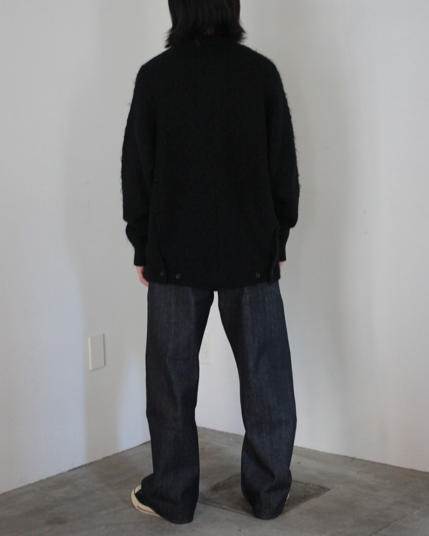 stein / KID MOHAIR KNIT CARDIGAN "BLACK"