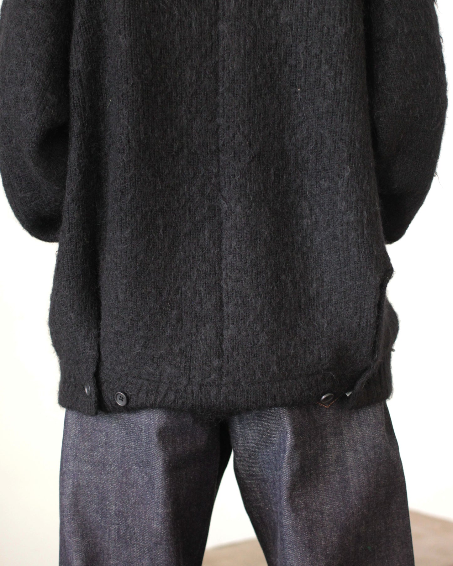 stein / KID MOHAIR KNIT CARDIGAN "BLACK"