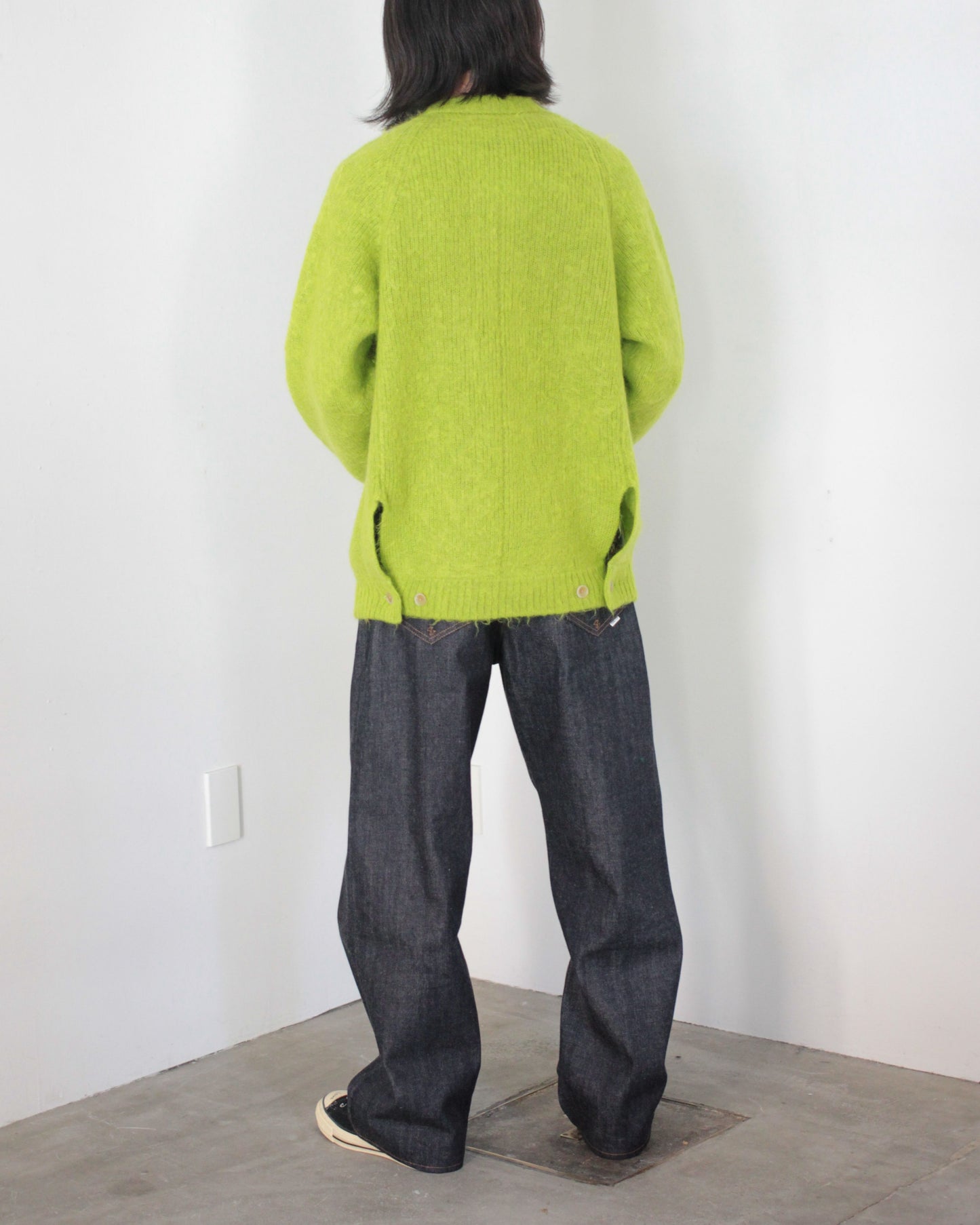 stein / KID MOHAIR KNIT CARDIGAN "YELLOW GREEN"
