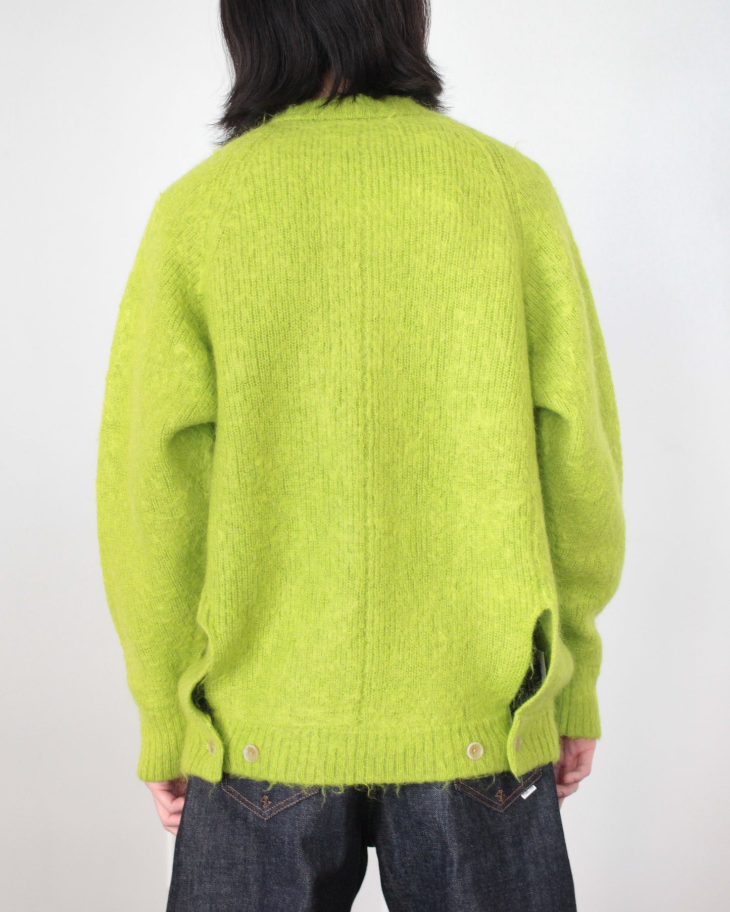 stein / KID MOHAIR KNIT CARDIGAN "YELLOW GREEN"