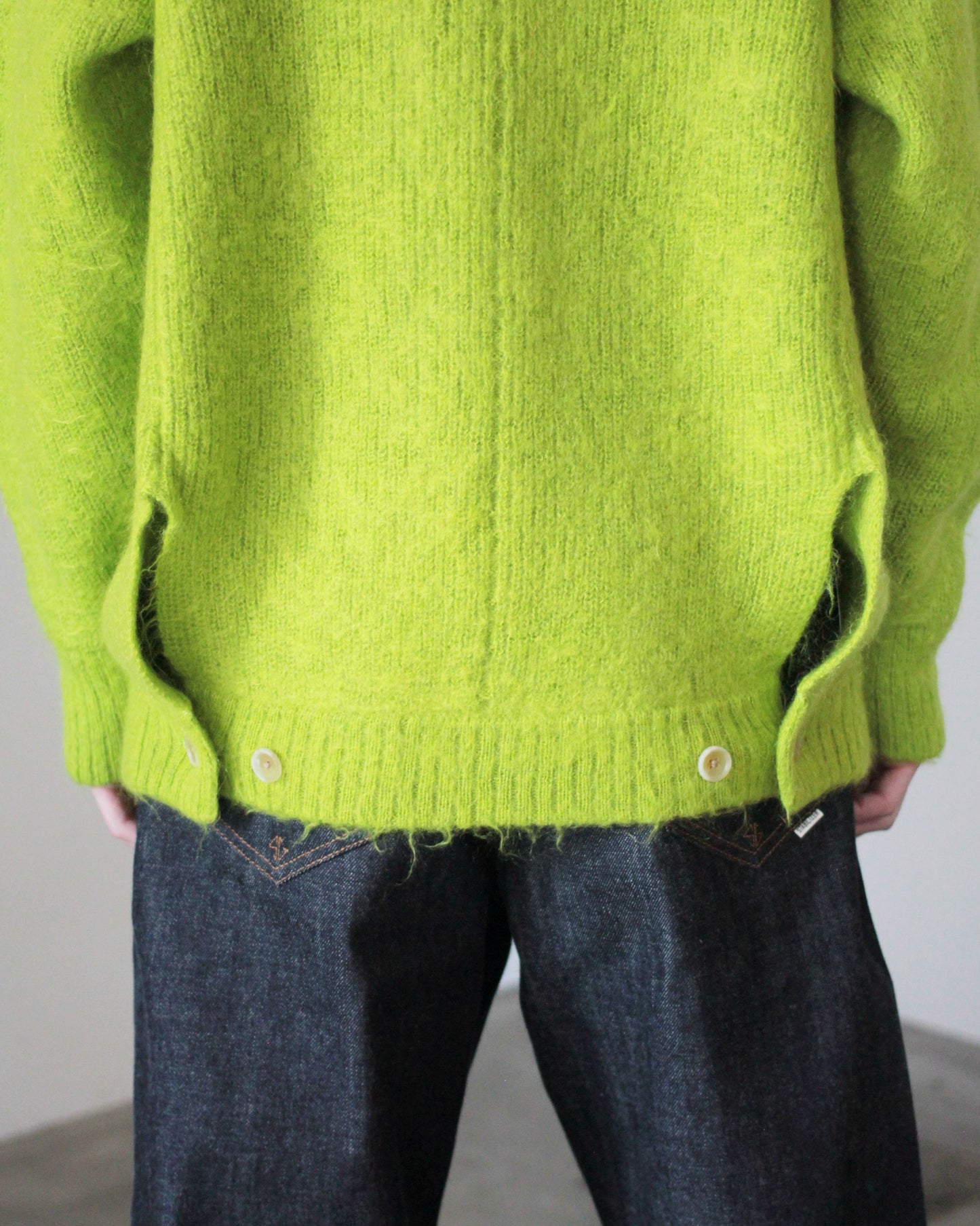 stein / KID MOHAIR KNIT CARDIGAN "YELLOW GREEN"