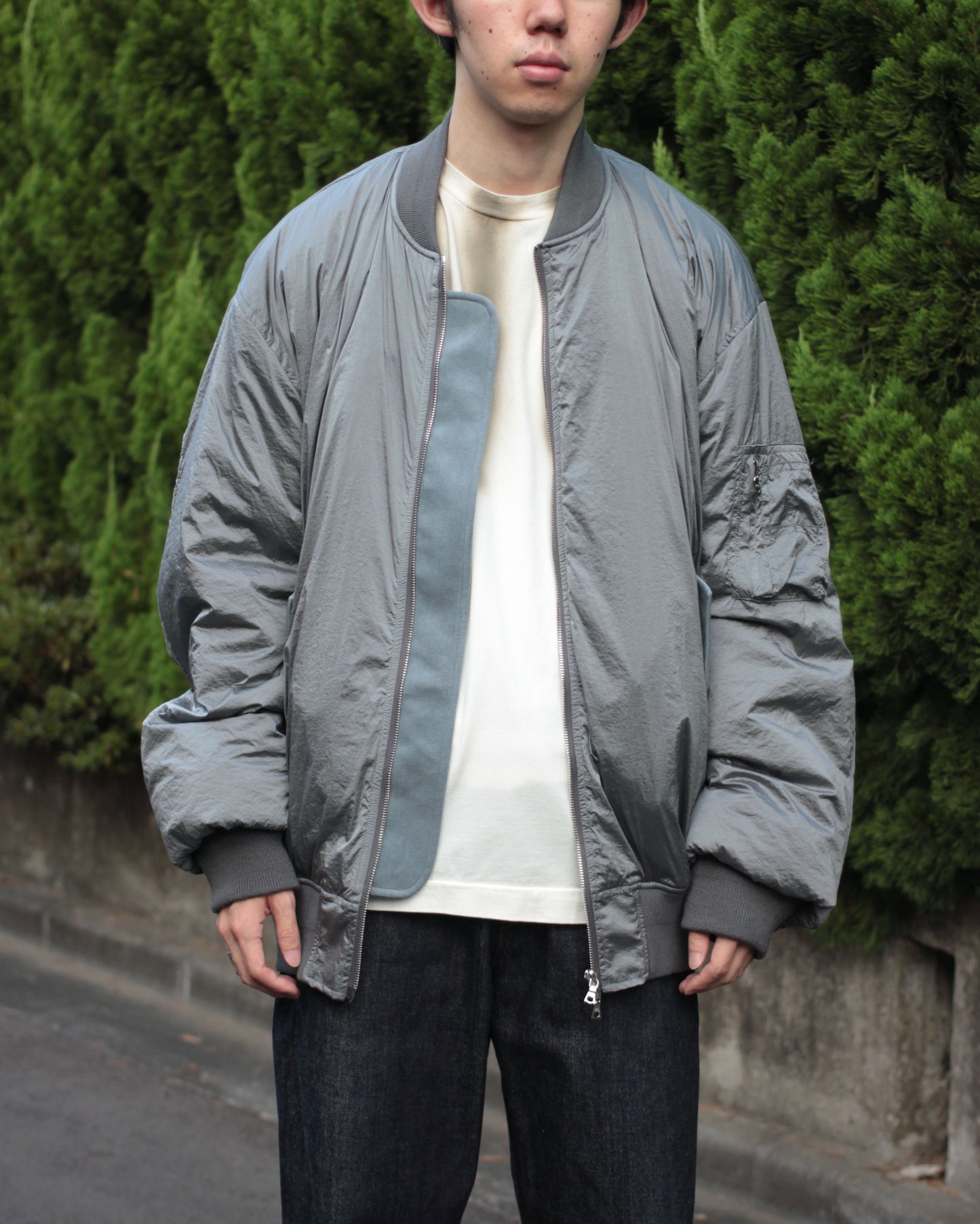 stein / OVERSIZED FLIGHT JACKET "SILVER"
