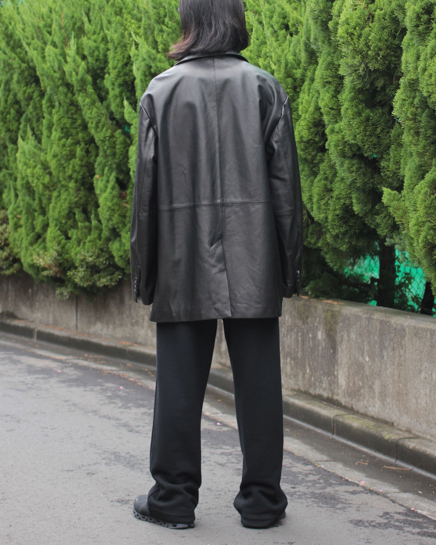 stein / LEATHER DOUBLE BREASTED JACKET "BLACK"
