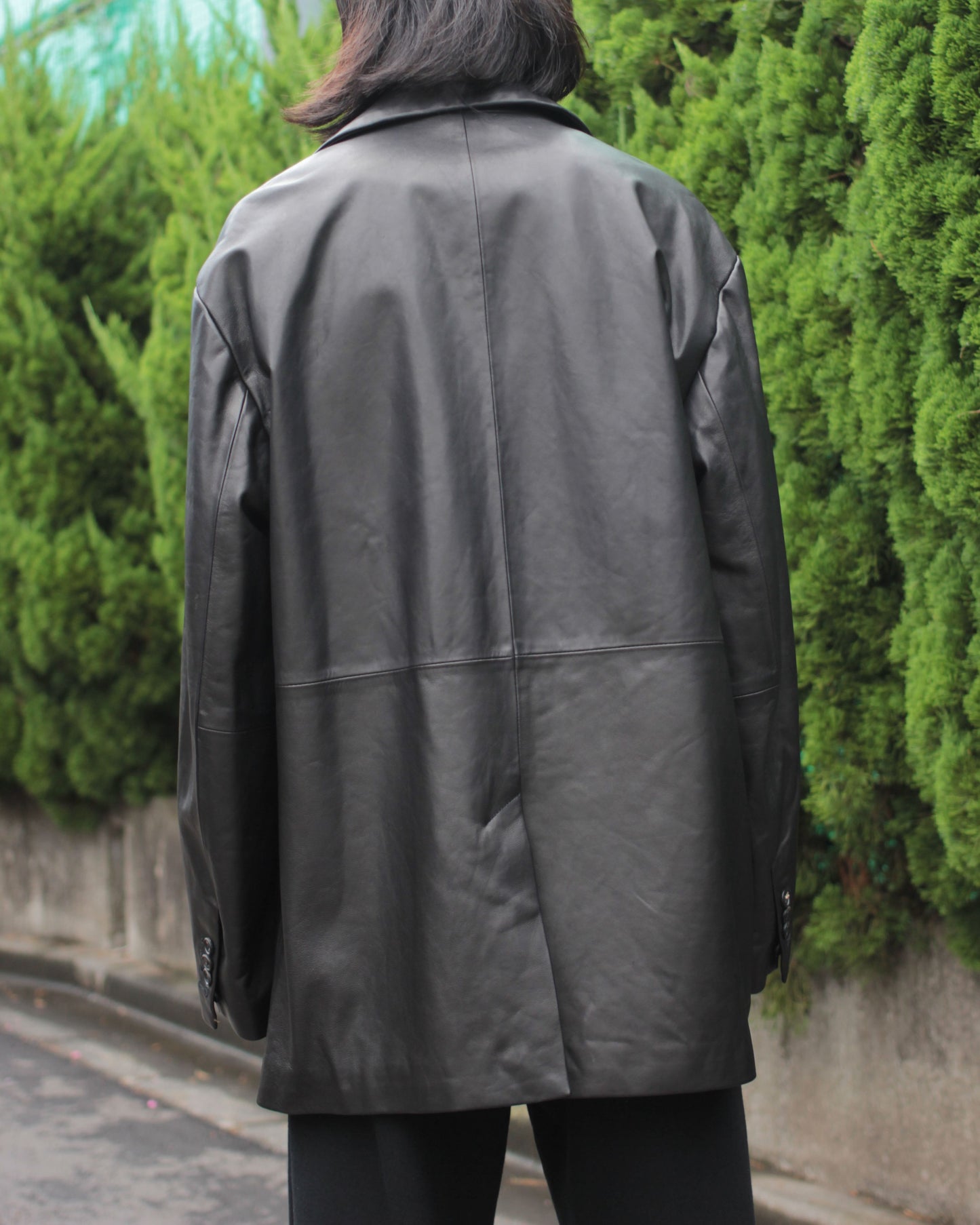 stein / LEATHER DOUBLE BREASTED JACKET "BLACK"
