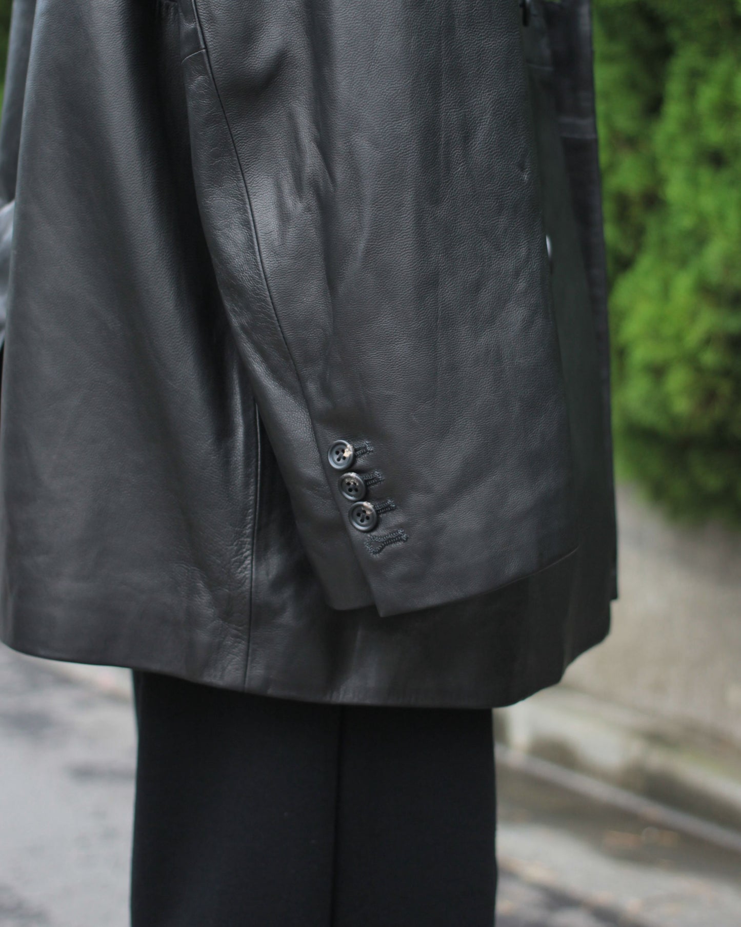 stein / LEATHER DOUBLE BREASTED JACKET "BLACK"