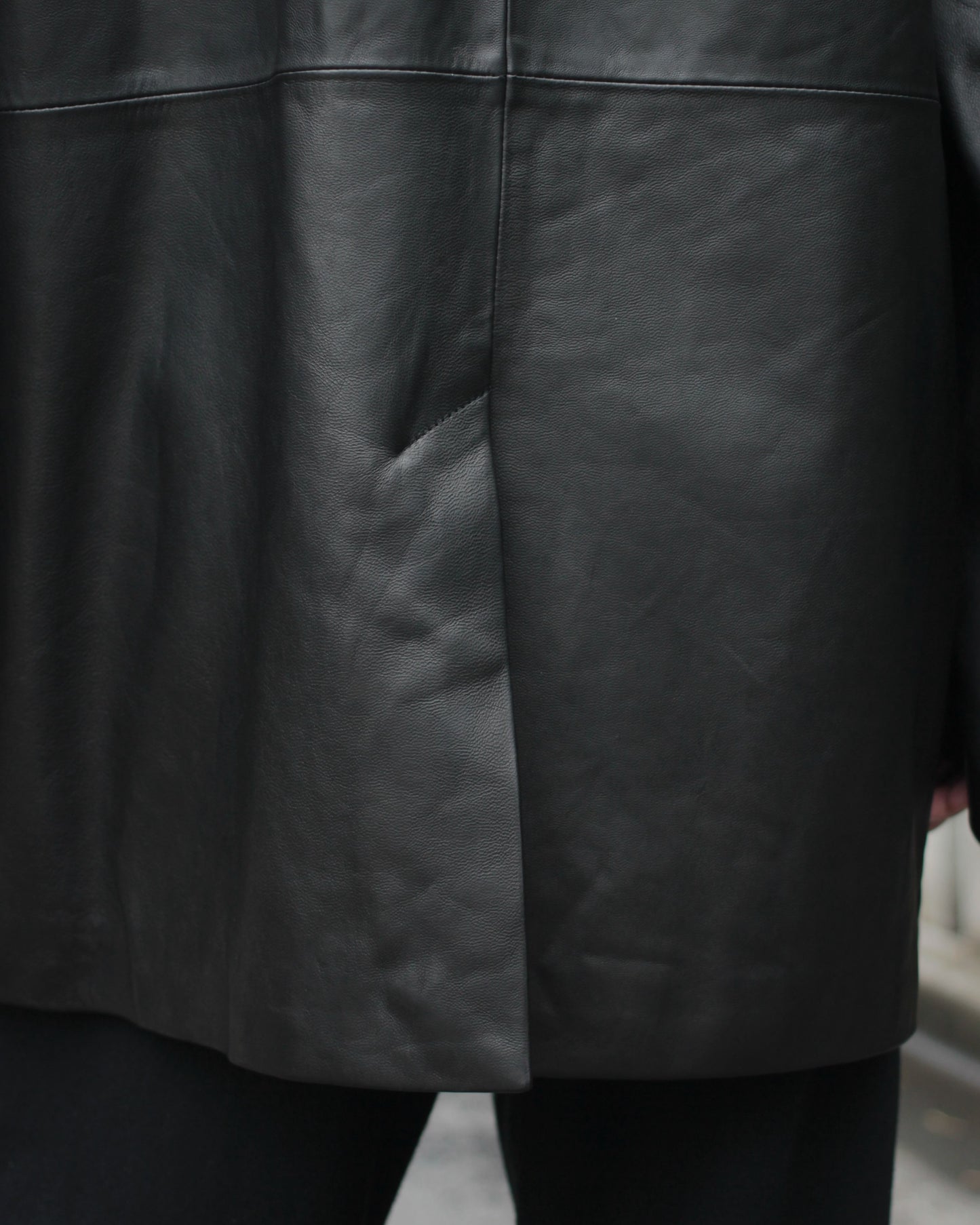 stein / LEATHER DOUBLE BREASTED JACKET "BLACK"