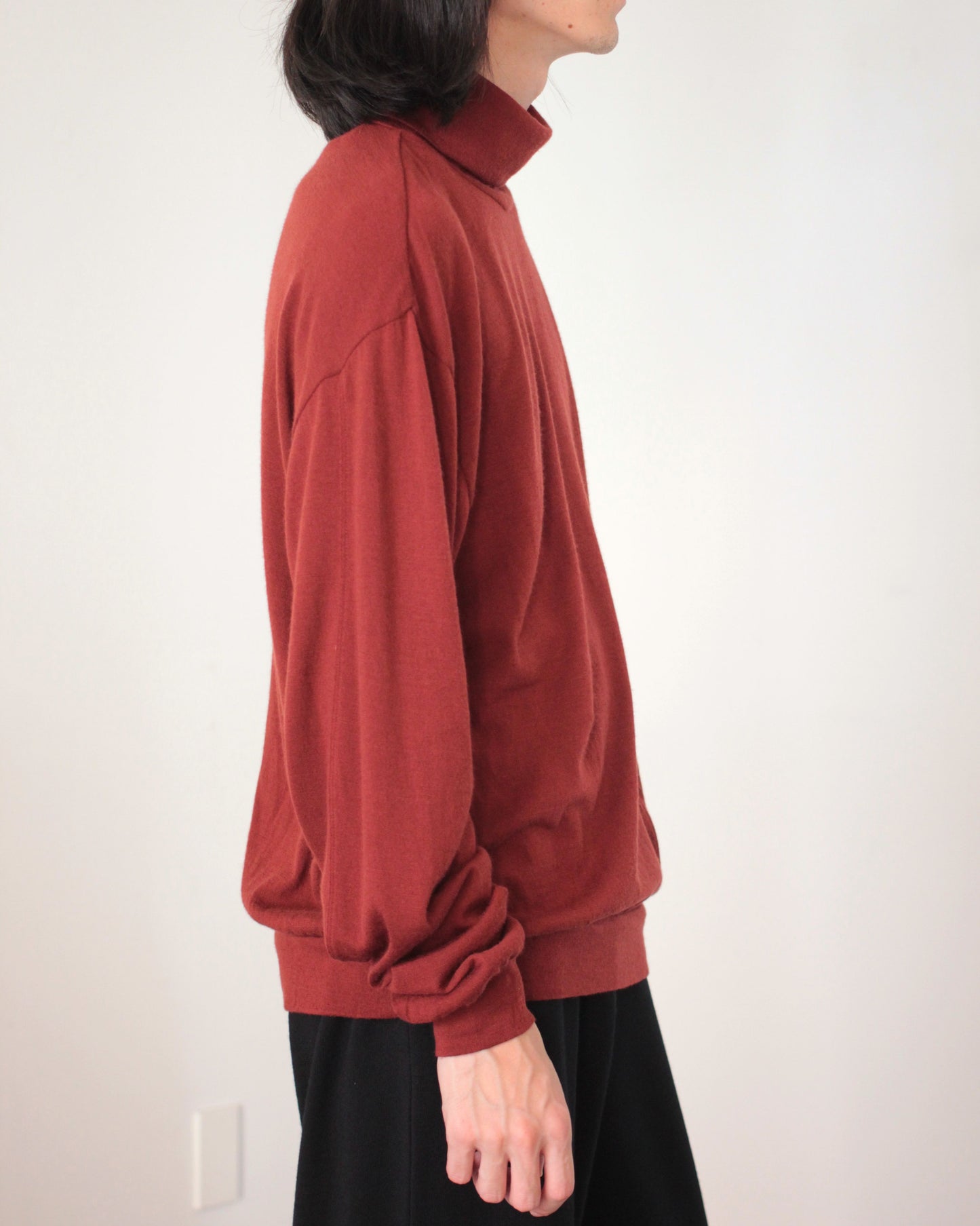 ulterior / SUPER FINE WOOL COTTON HIGH NECK P/O "REDWOOD"