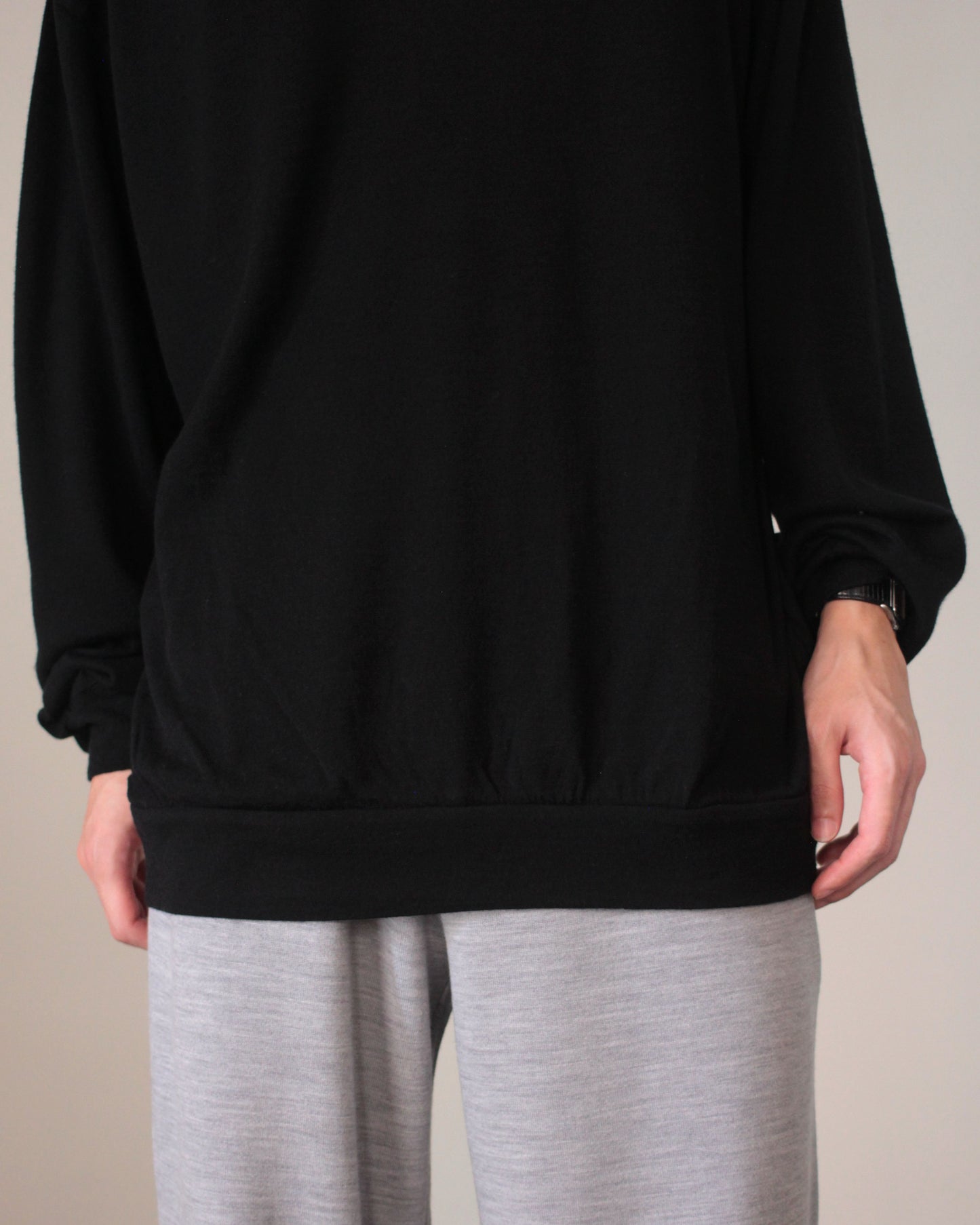 ulterior / SUPER FINE WOOL COTTON HIGH NECK P/O "BLACK"