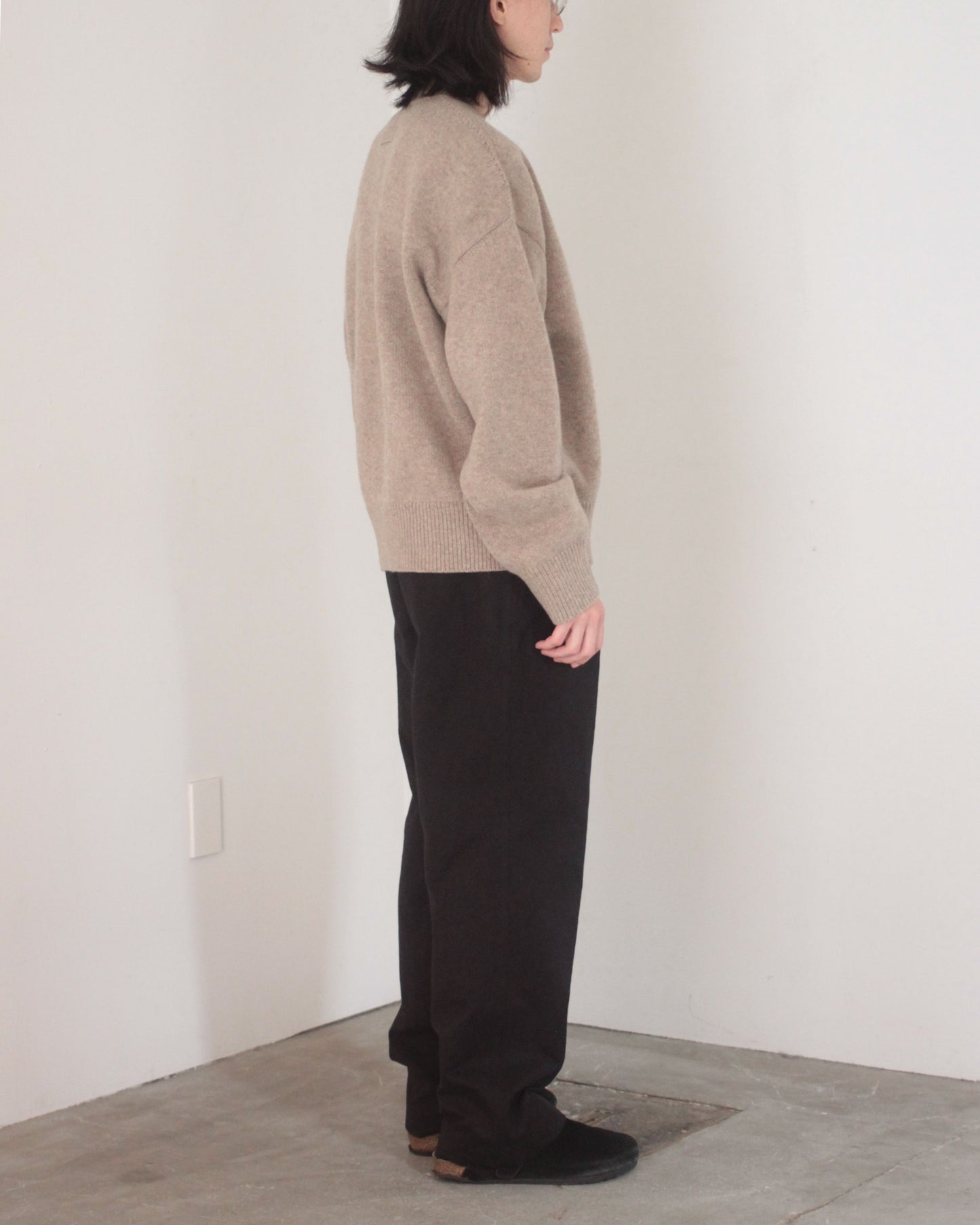 stein / EX FINE LAMBS CREW NECK KNIT LS "BEIGE"