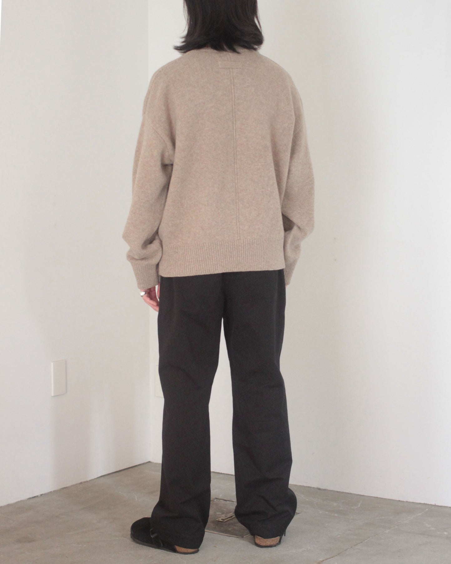 stein / EX FINE LAMBS CREW NECK KNIT LS "BEIGE"
