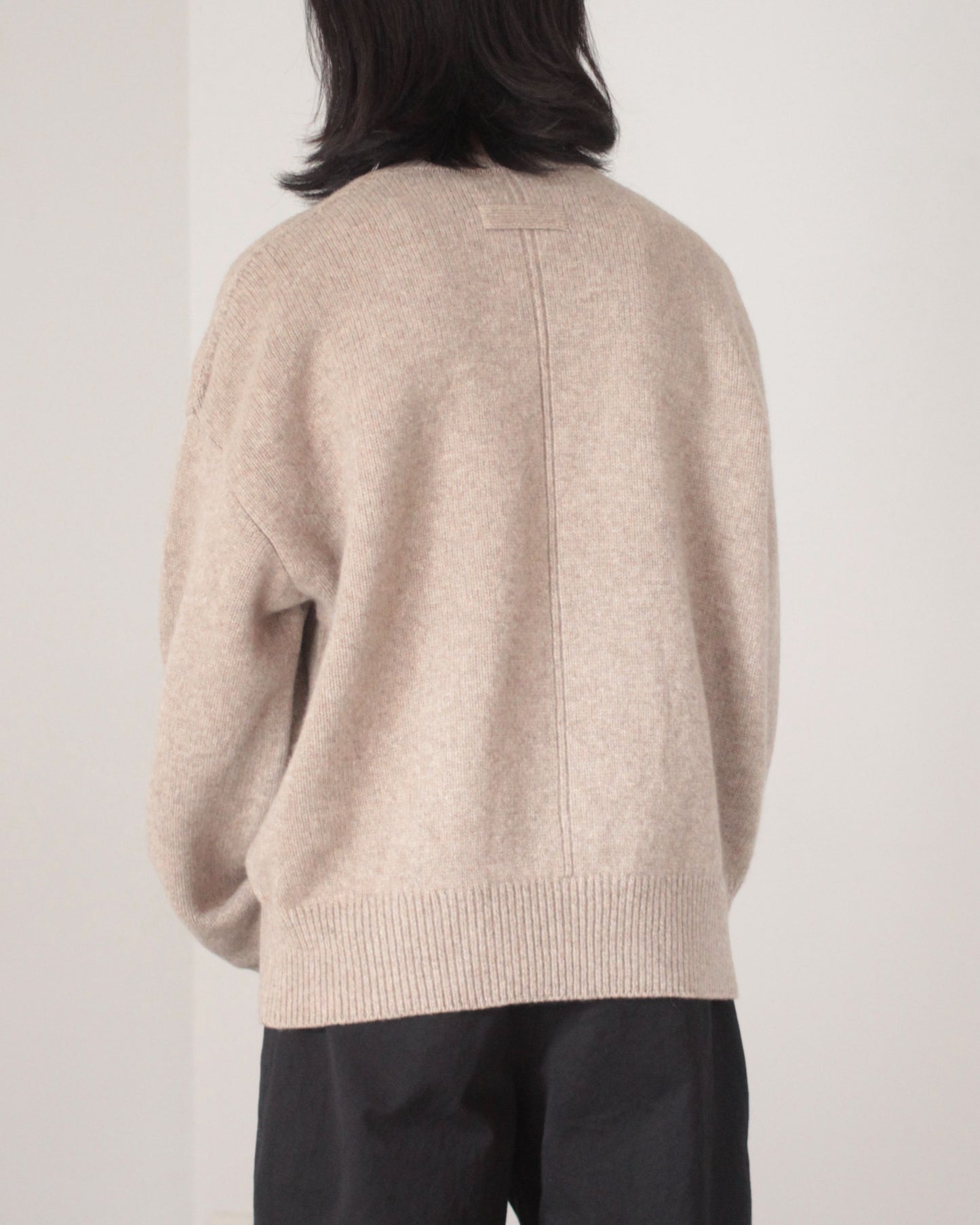 stein / EX FINE LAMBS CREW NECK KNIT LS "BEIGE"