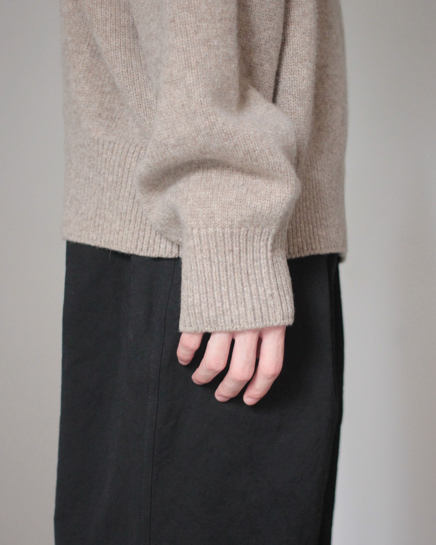 stein / EX FINE LAMBS CREW NECK KNIT LS "BEIGE"
