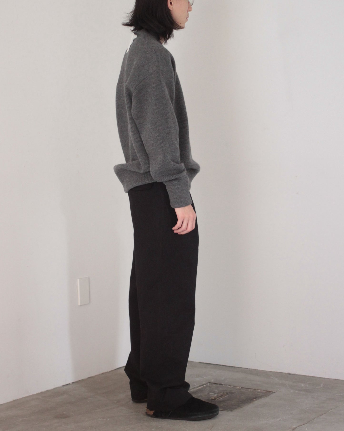 stein / ROUND COLLAR RIB KNIT LS "GRAY"