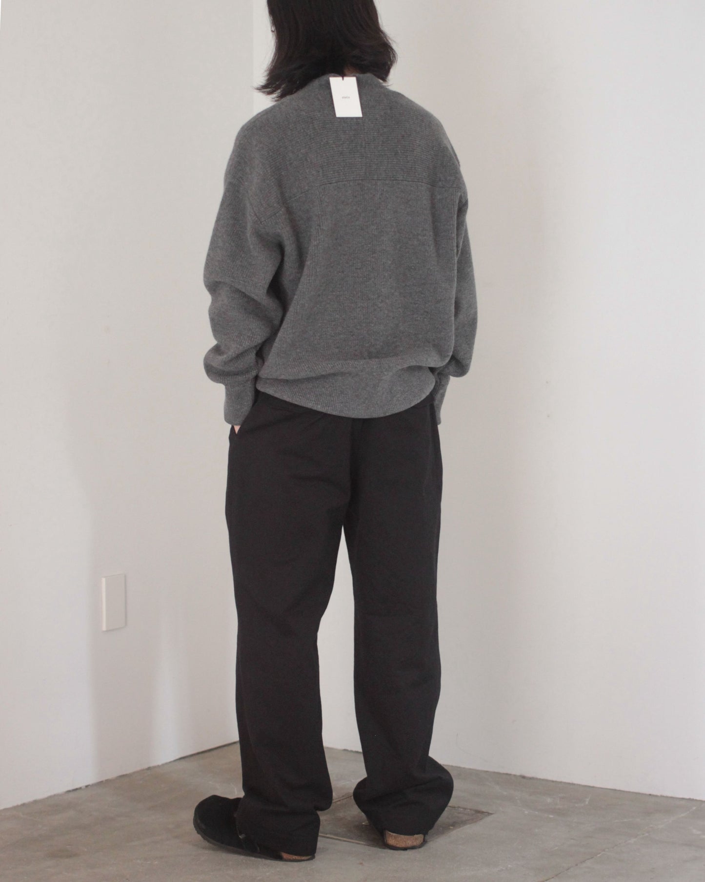 stein / ROUND COLLAR RIB KNIT LS "GRAY"
