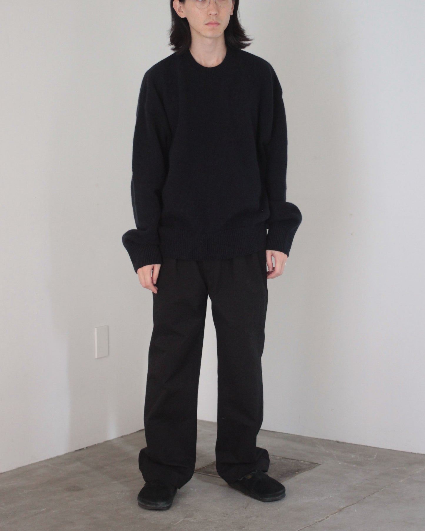 stein / EX FINE LAMBS CREW NECK KNIT LS "DARK NAVY"