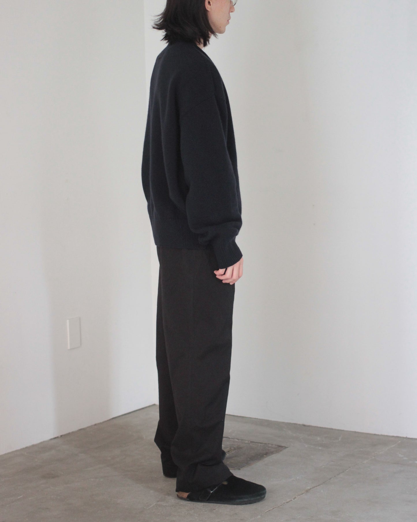 stein / EX FINE LAMBS CREW NECK KNIT LS "DARK NAVY"