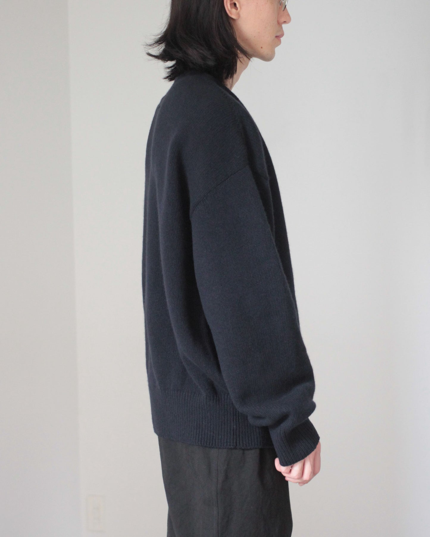 stein / EX FINE LAMBS CREW NECK KNIT LS "DARK NAVY"