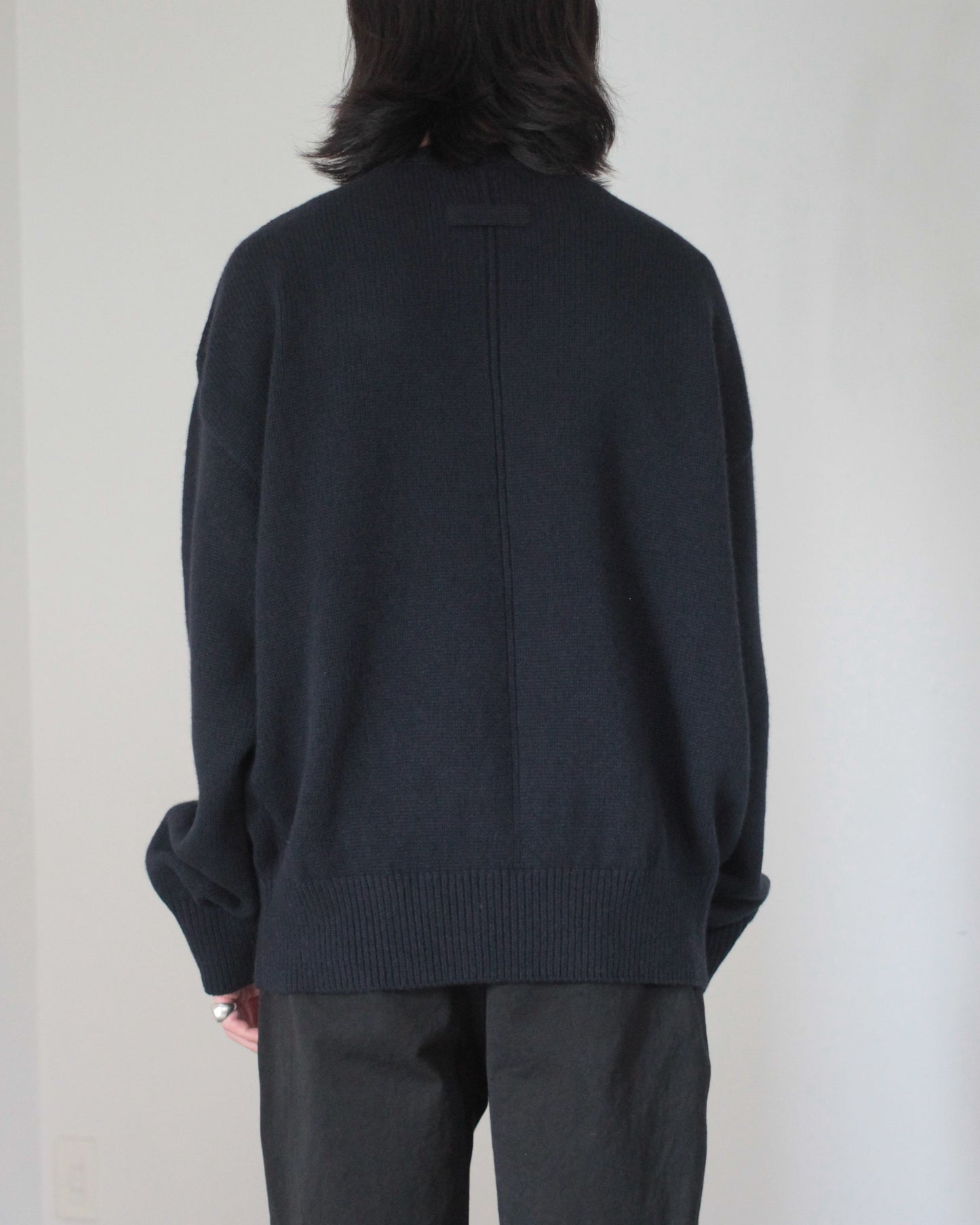 stein / EX FINE LAMBS CREW NECK KNIT LS "DARK NAVY"
