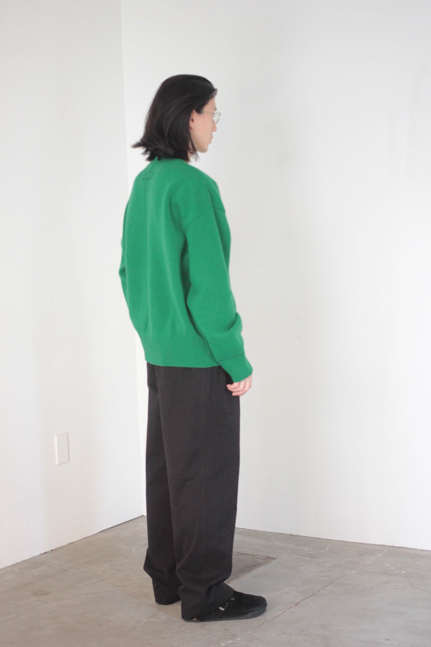 stein / EX FINE LAMBS CREW NECK KNIT LS "GREEN"