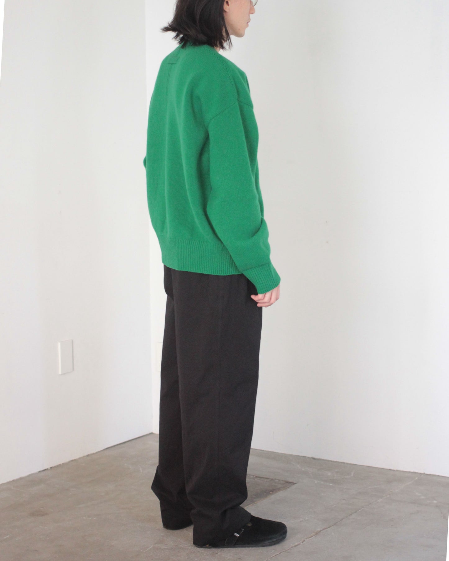 stein / EX FINE LAMBS CREW NECK KNIT LS "GREEN"