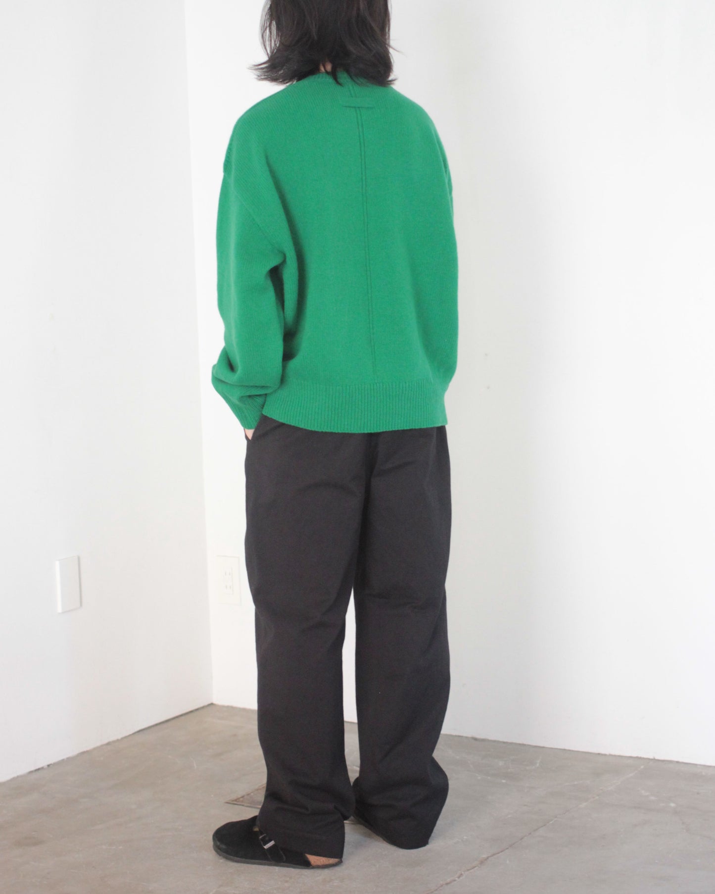 stein / EX FINE LAMBS CREW NECK KNIT LS "GREEN"