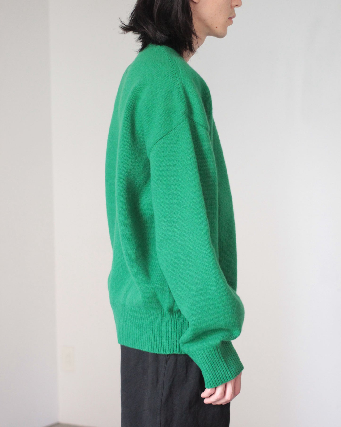 stein / EX FINE LAMBS CREW NECK KNIT LS "GREEN"