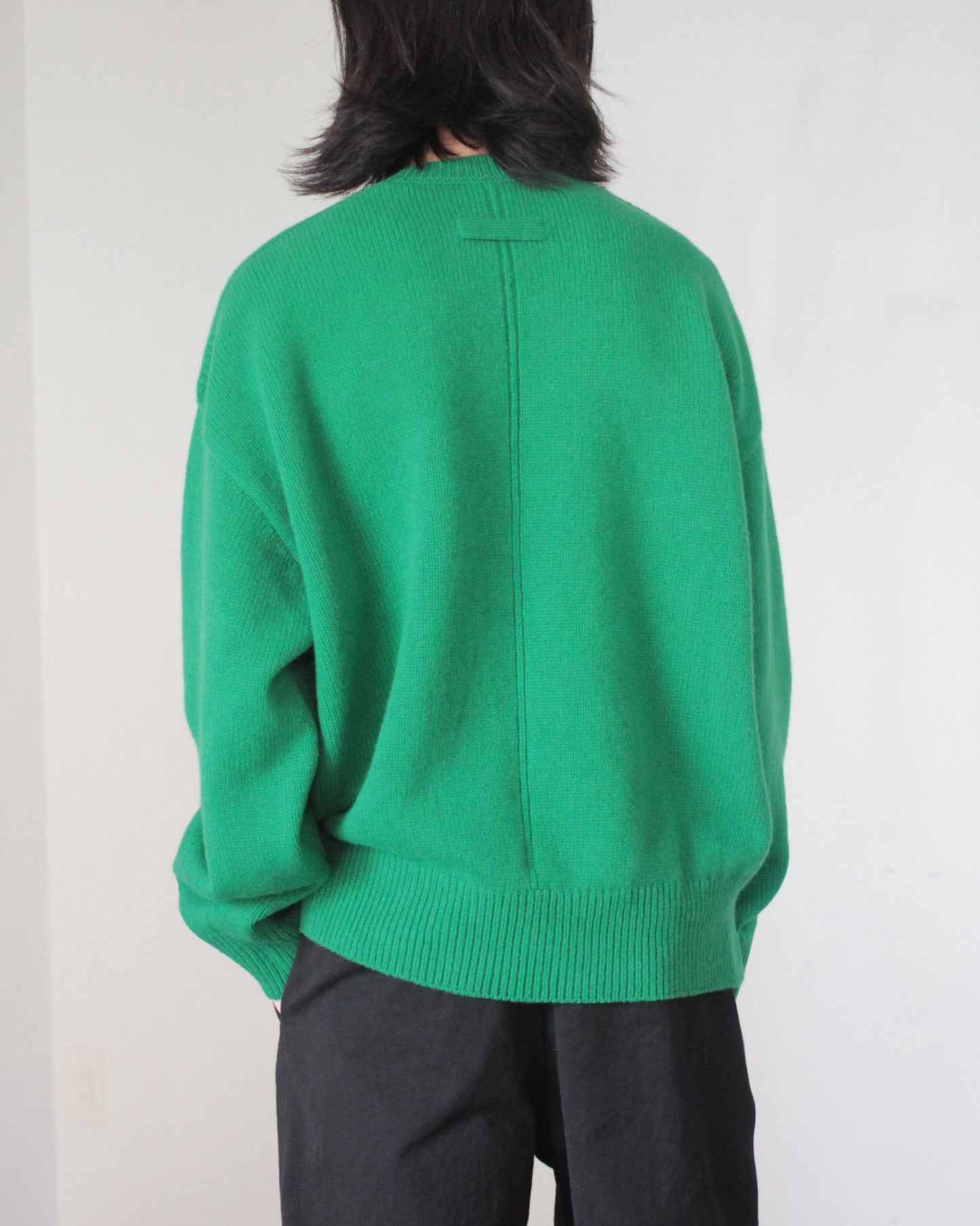 stein / EX FINE LAMBS CREW NECK KNIT LS "GREEN"