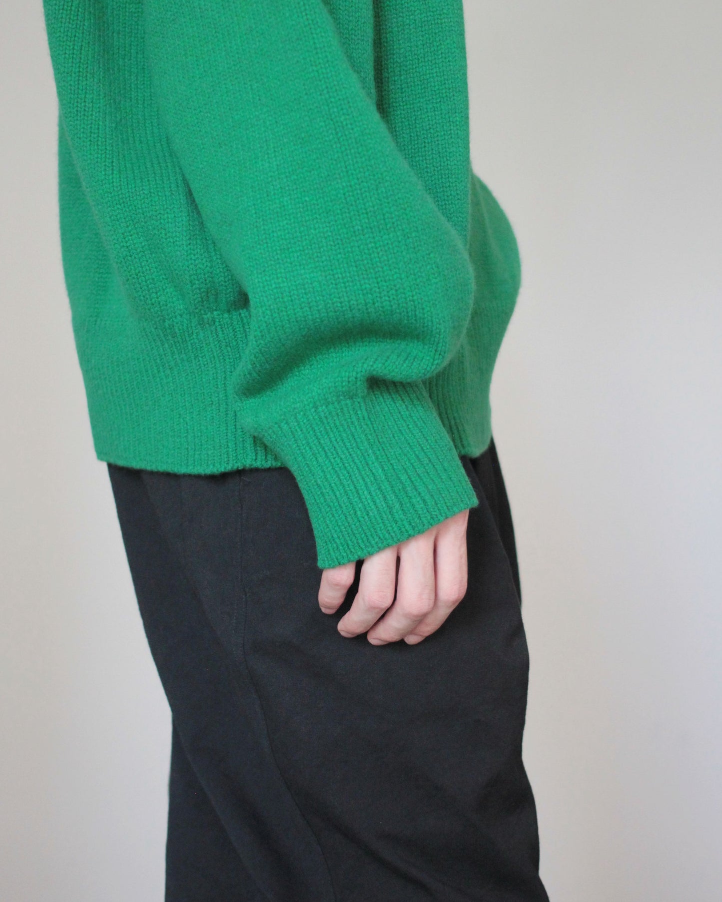 stein / EX FINE LAMBS CREW NECK KNIT LS "GREEN"