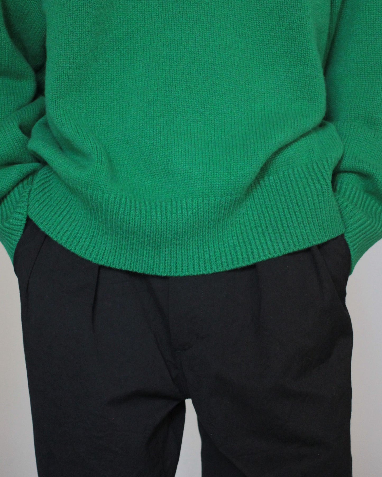 stein / EX FINE LAMBS CREW NECK KNIT LS "GREEN"