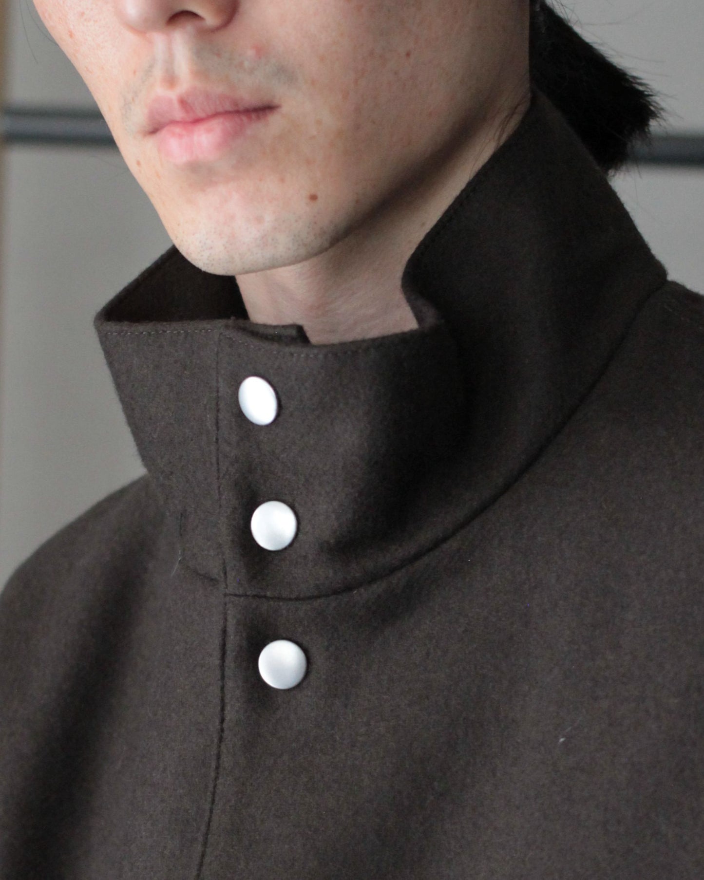 MATSUFUJI / Melton High Neck Coat "BROWN"