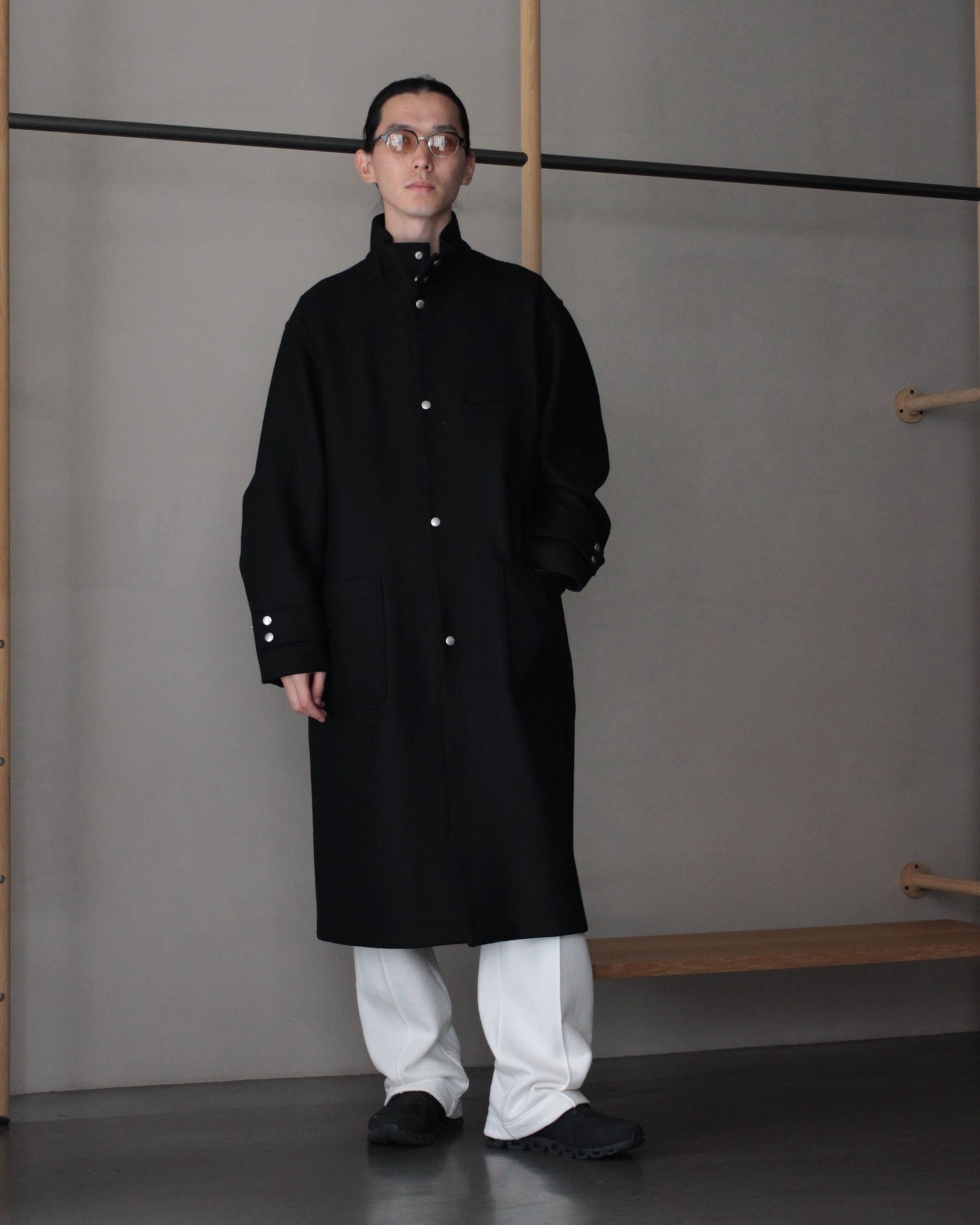 MATSUFUJI / Melton High Neck Coat "BLACK"