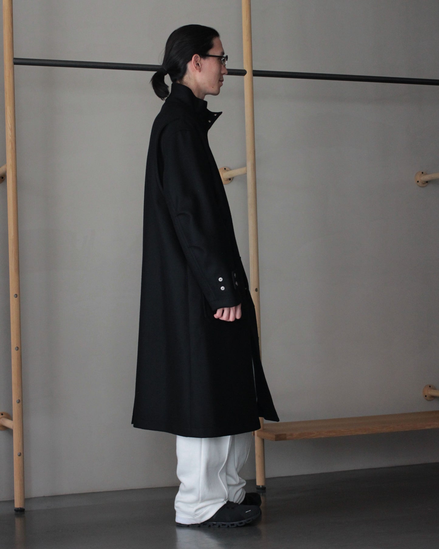 MATSUFUJI / Melton High Neck Coat "BLACK"