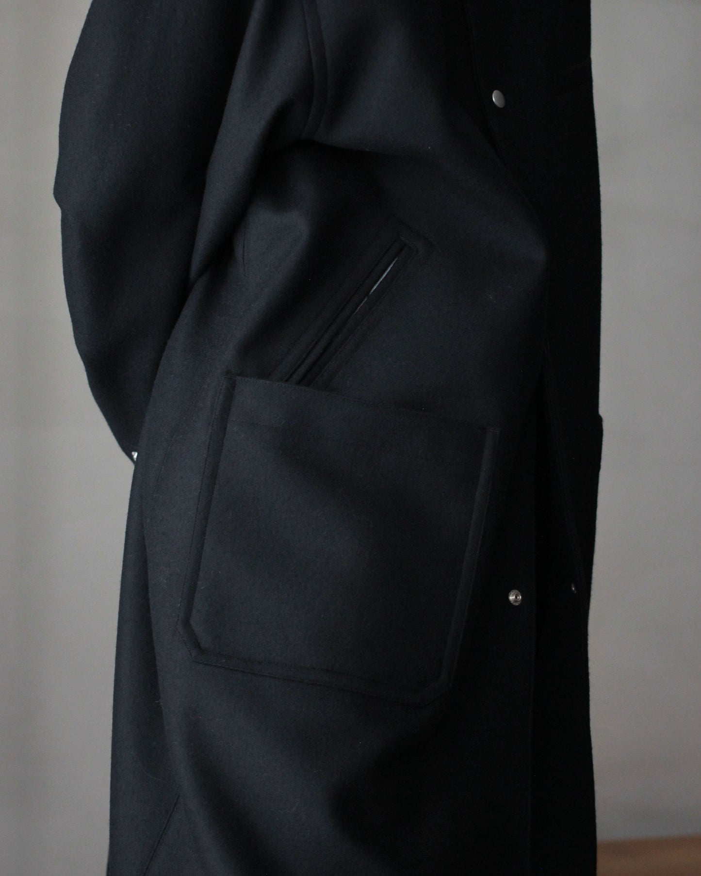 MATSUFUJI / Melton High Neck Coat "BLACK"