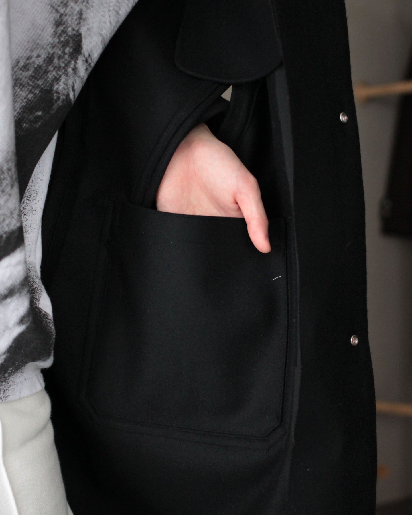 MATSUFUJI / Melton High Neck Coat "BLACK"
