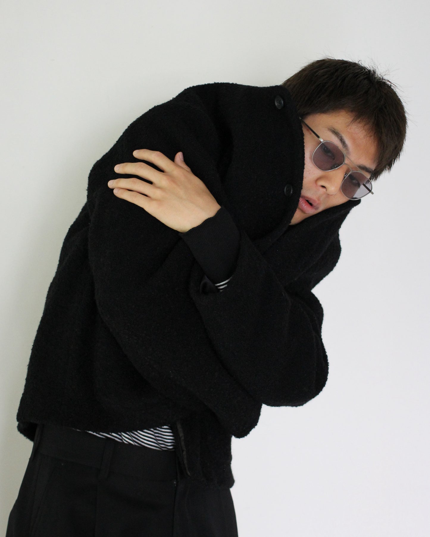 MATSUFUJI/Mohair Tweed No Color Jacket "BLACK"