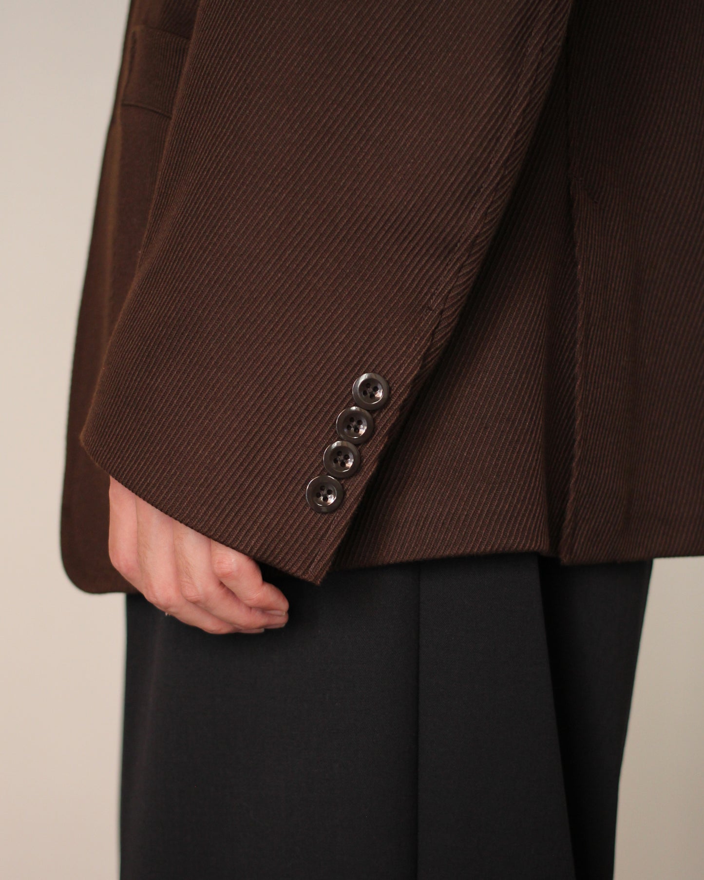 JACKET/001 COTTON KERSEY JACKET "BROWN"