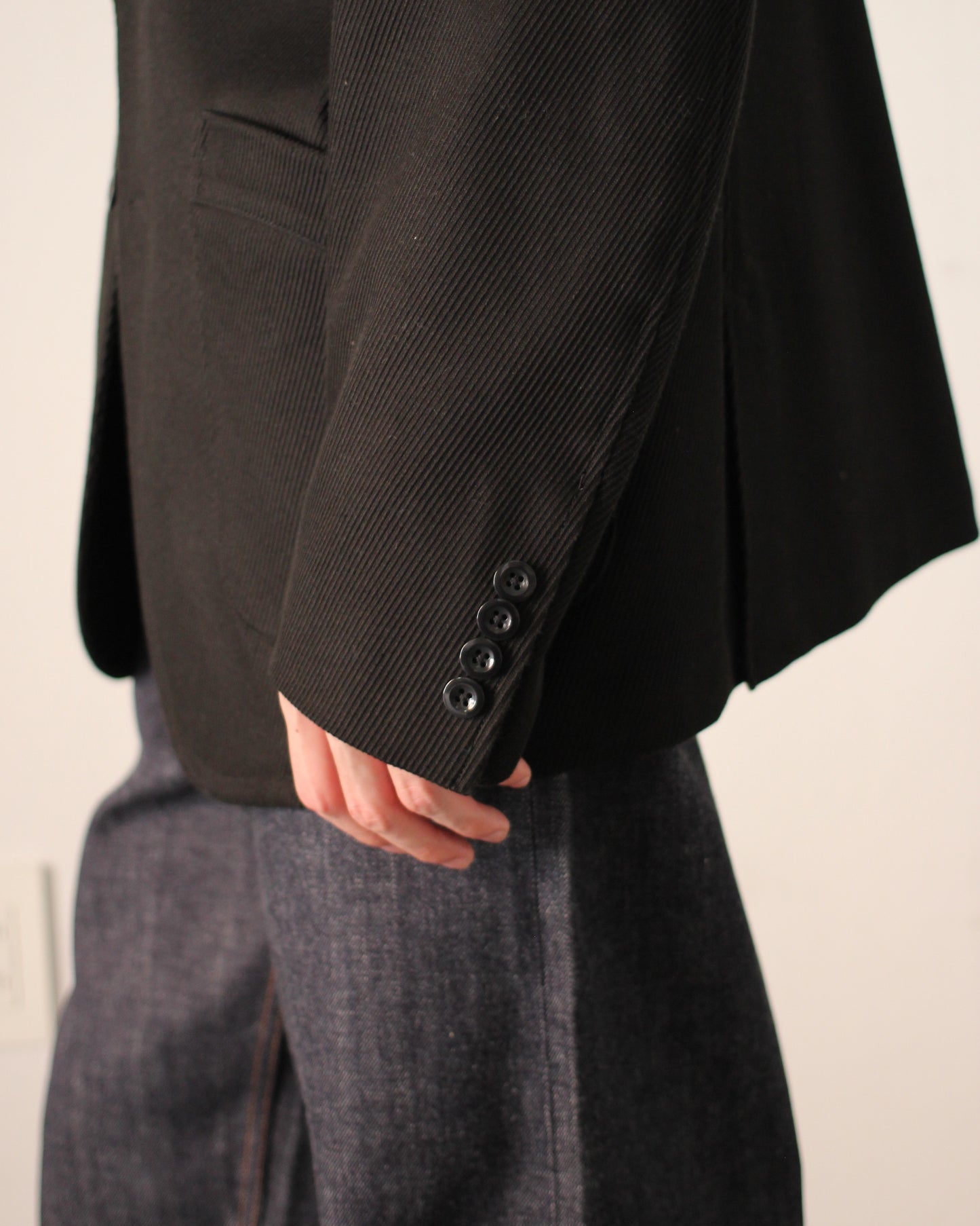 JACKET/001 COTTON KERSEY JACKET "BLACK"