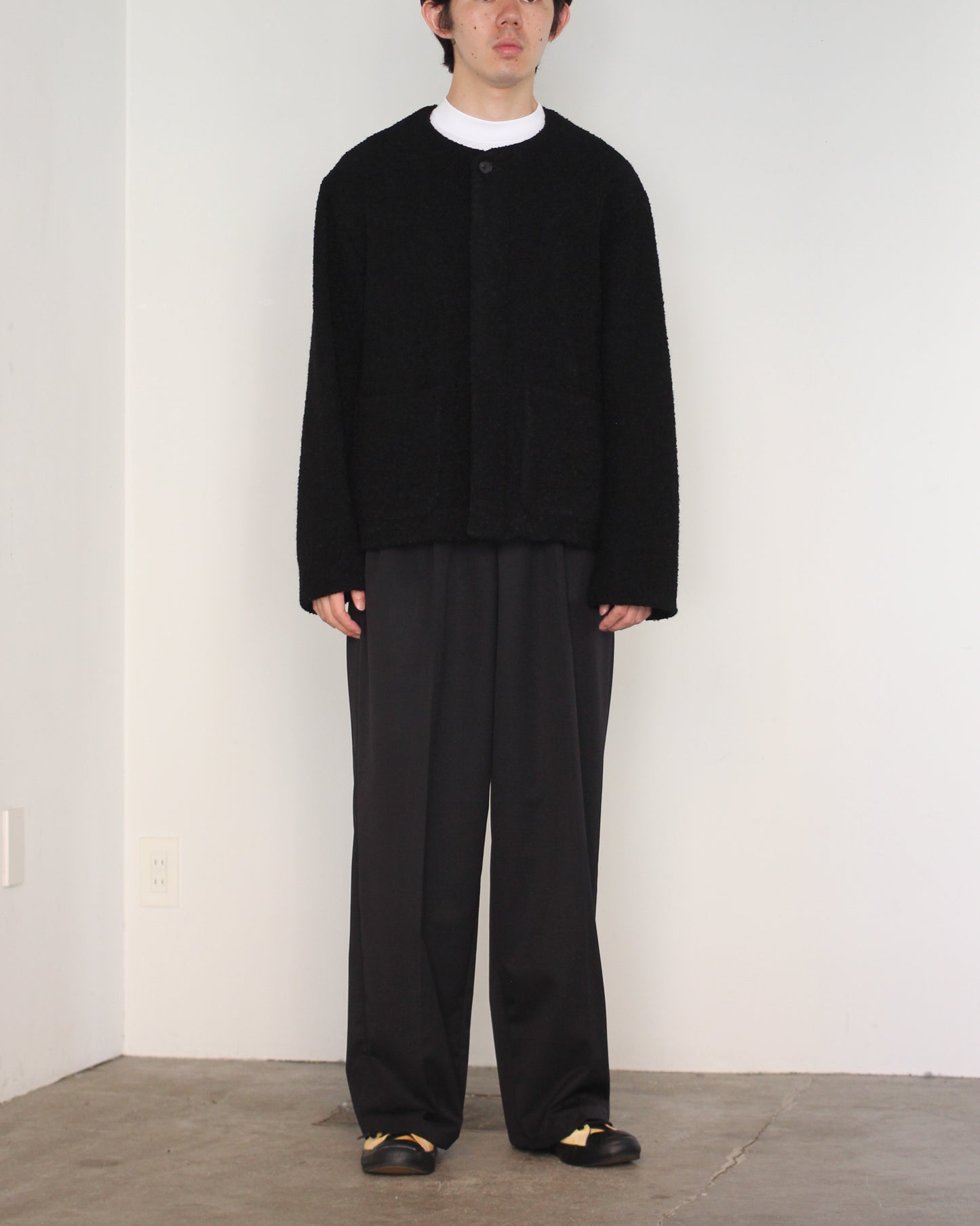 MATSUFUJI/Mohair Tweed No Color Jacket "BLACK"