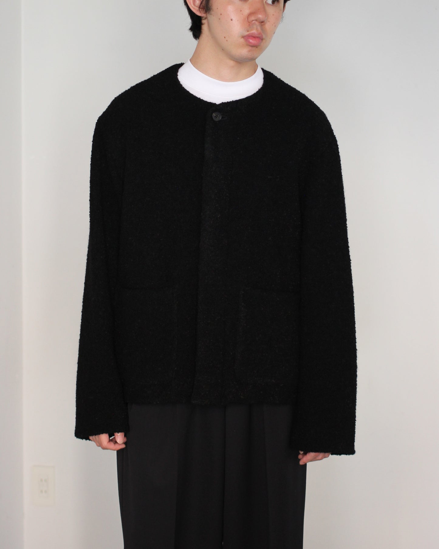 MATSUFUJI/Mohair Tweed No Color Jacket "BLACK"