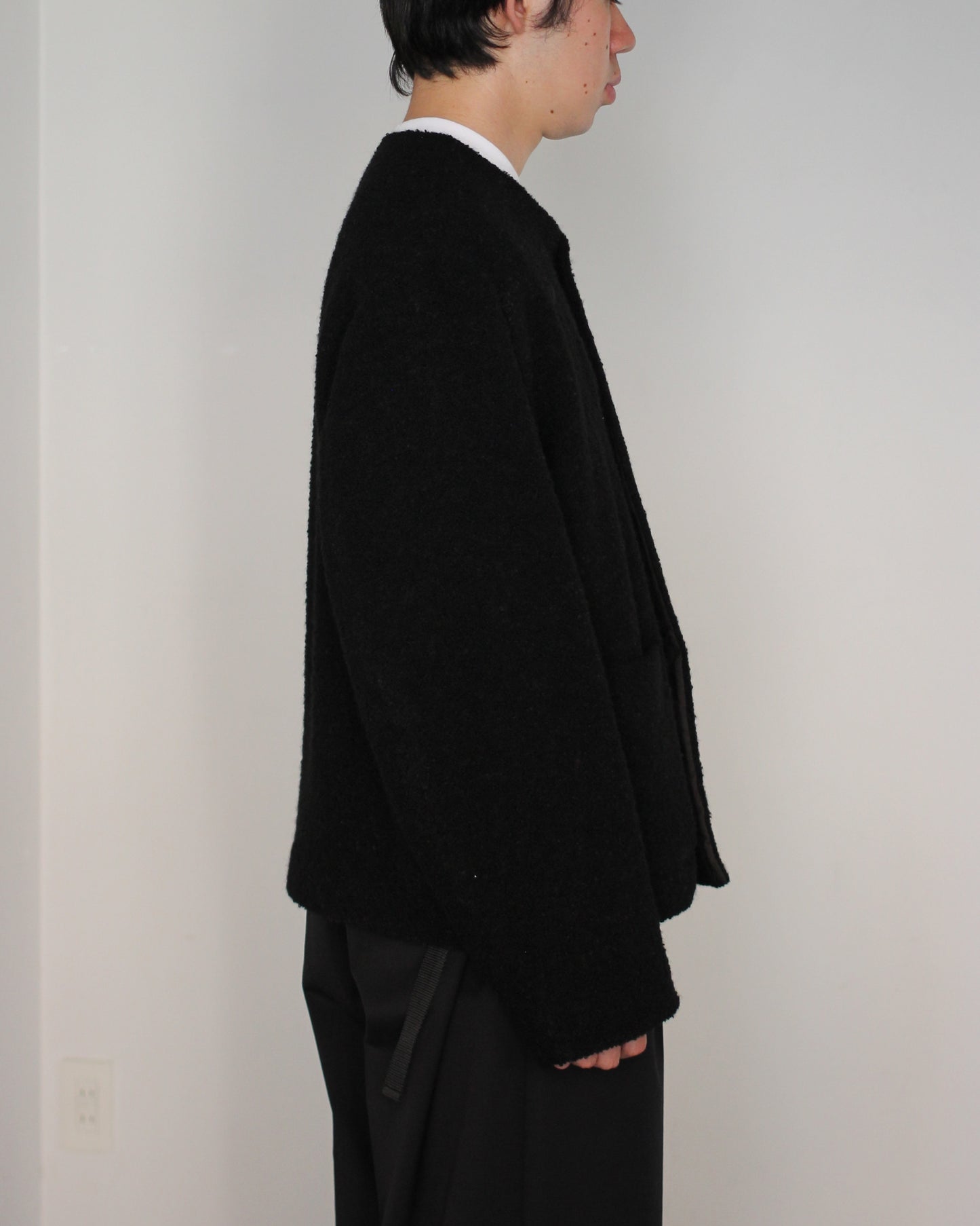 MATSUFUJI/Mohair Tweed No Color Jacket "BLACK"