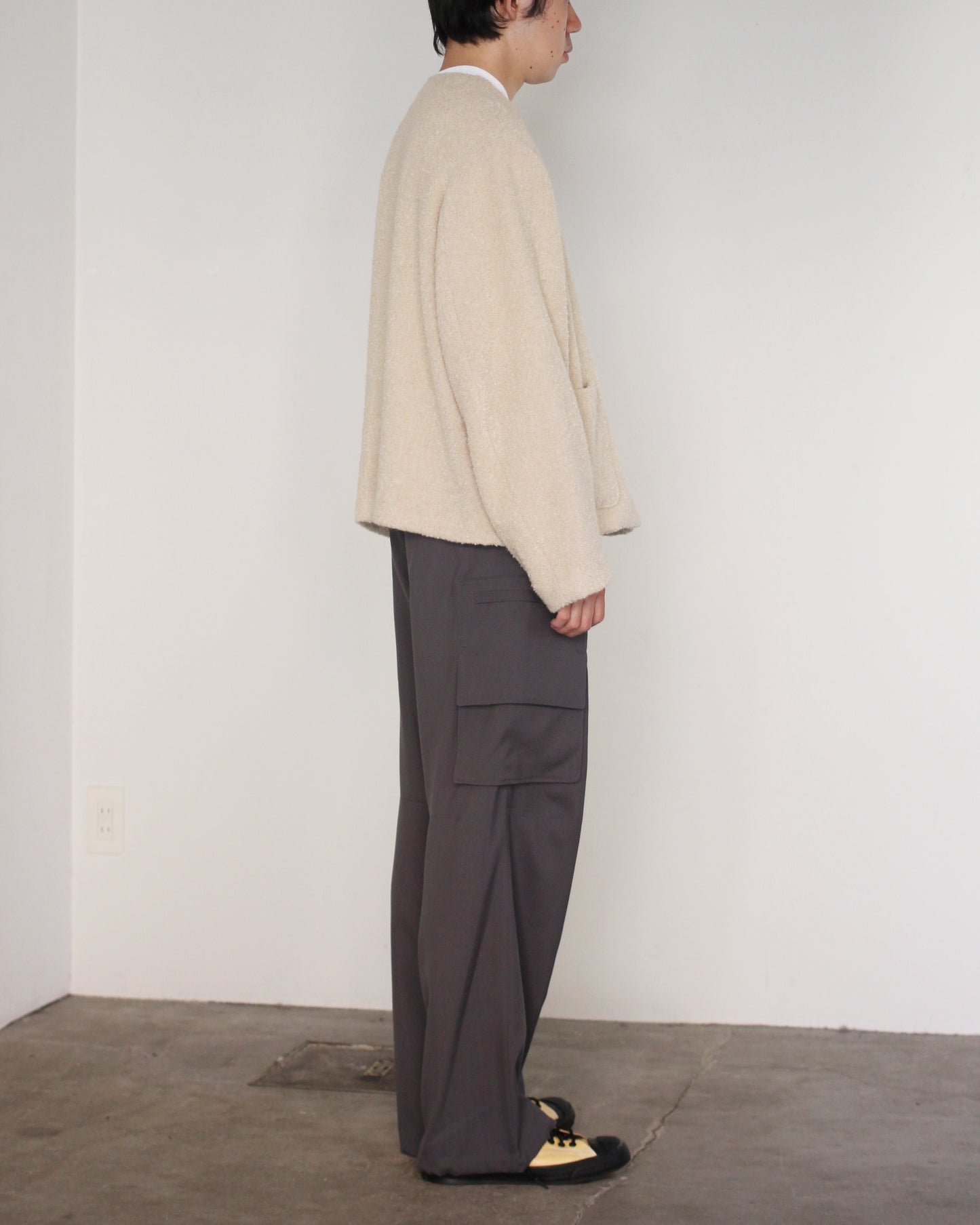 MATSUFUJI/Mohair Tweed No Color Jacket "ECRU"