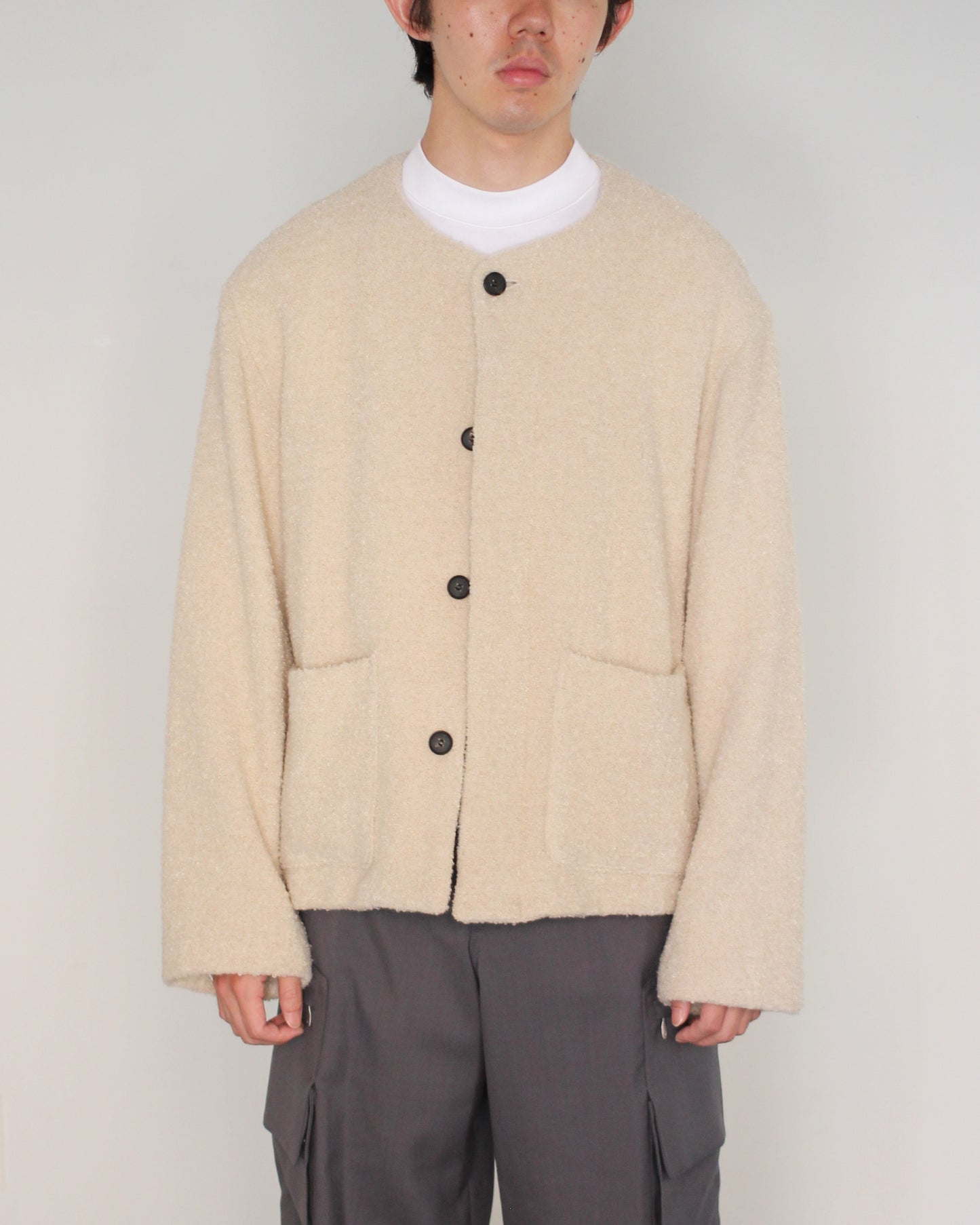 MATSUFUJI/Mohair Tweed No Color Jacket "ECRU"