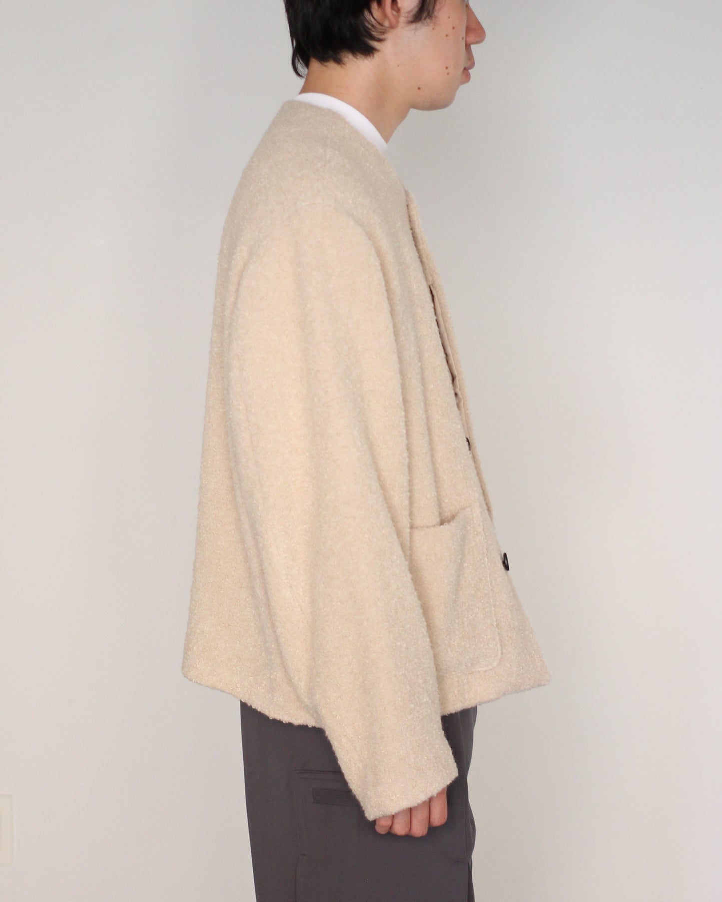 MATSUFUJI/Mohair Tweed No Color Jacket "ECRU"