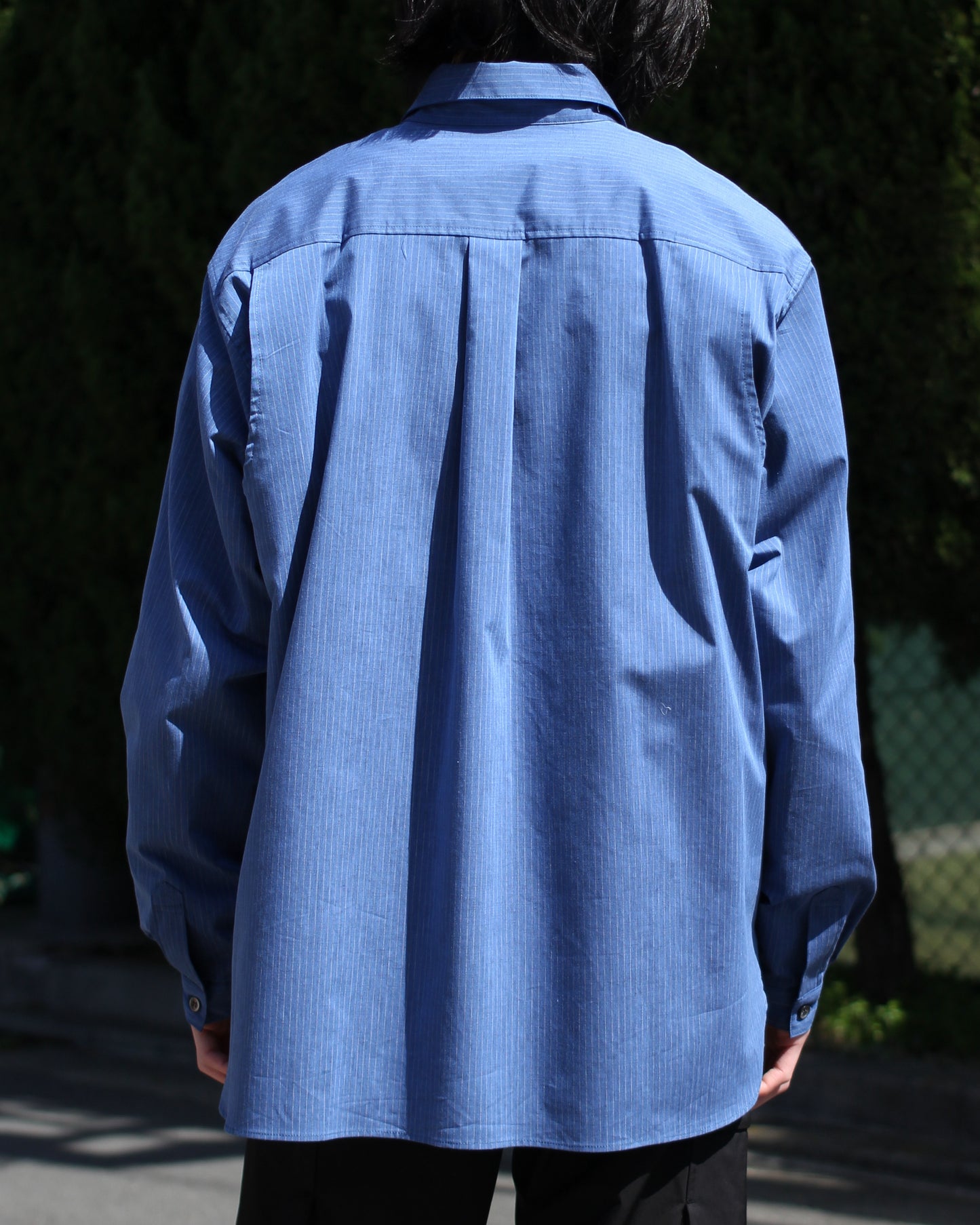 MATSUFUJI/Pinstripes Utility Shirt "DEEP BLUE"